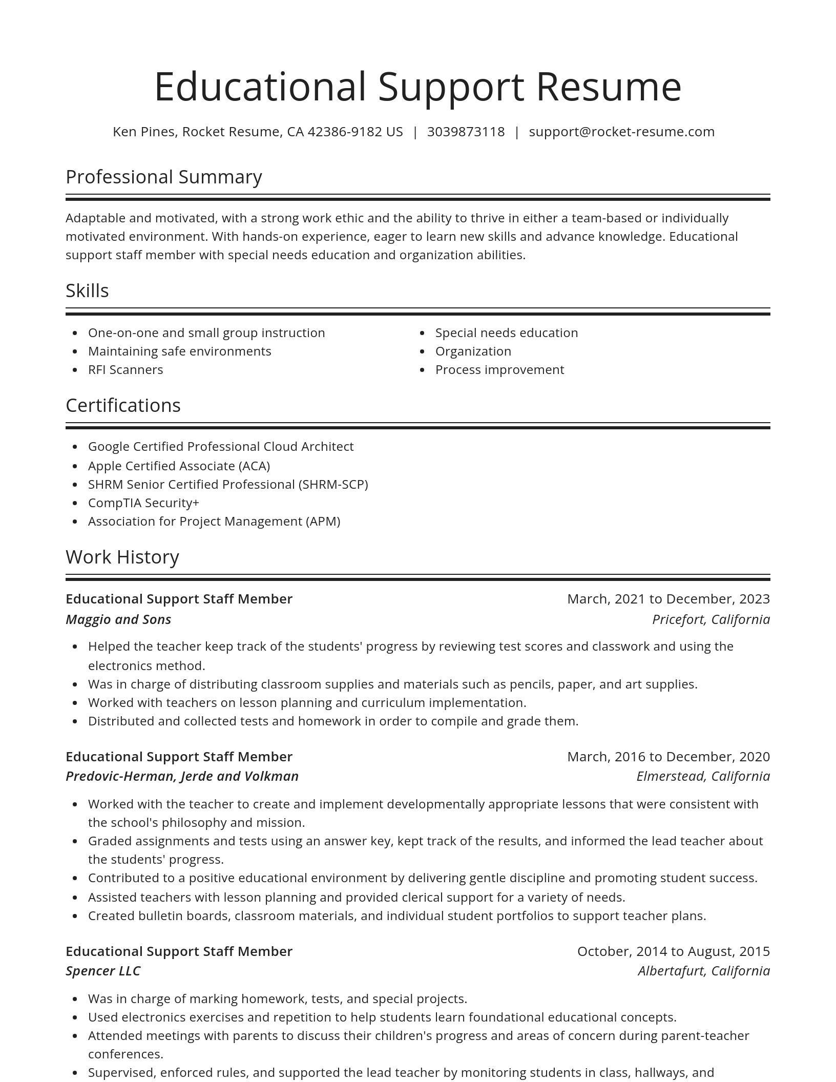 Spotlight resume template