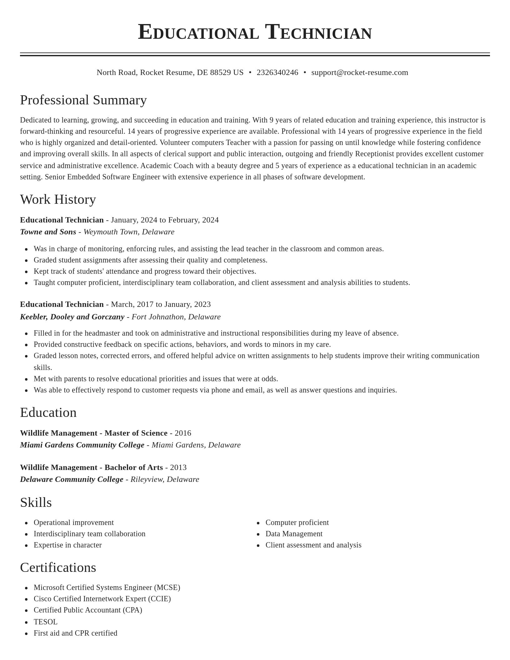 Classic resume template
