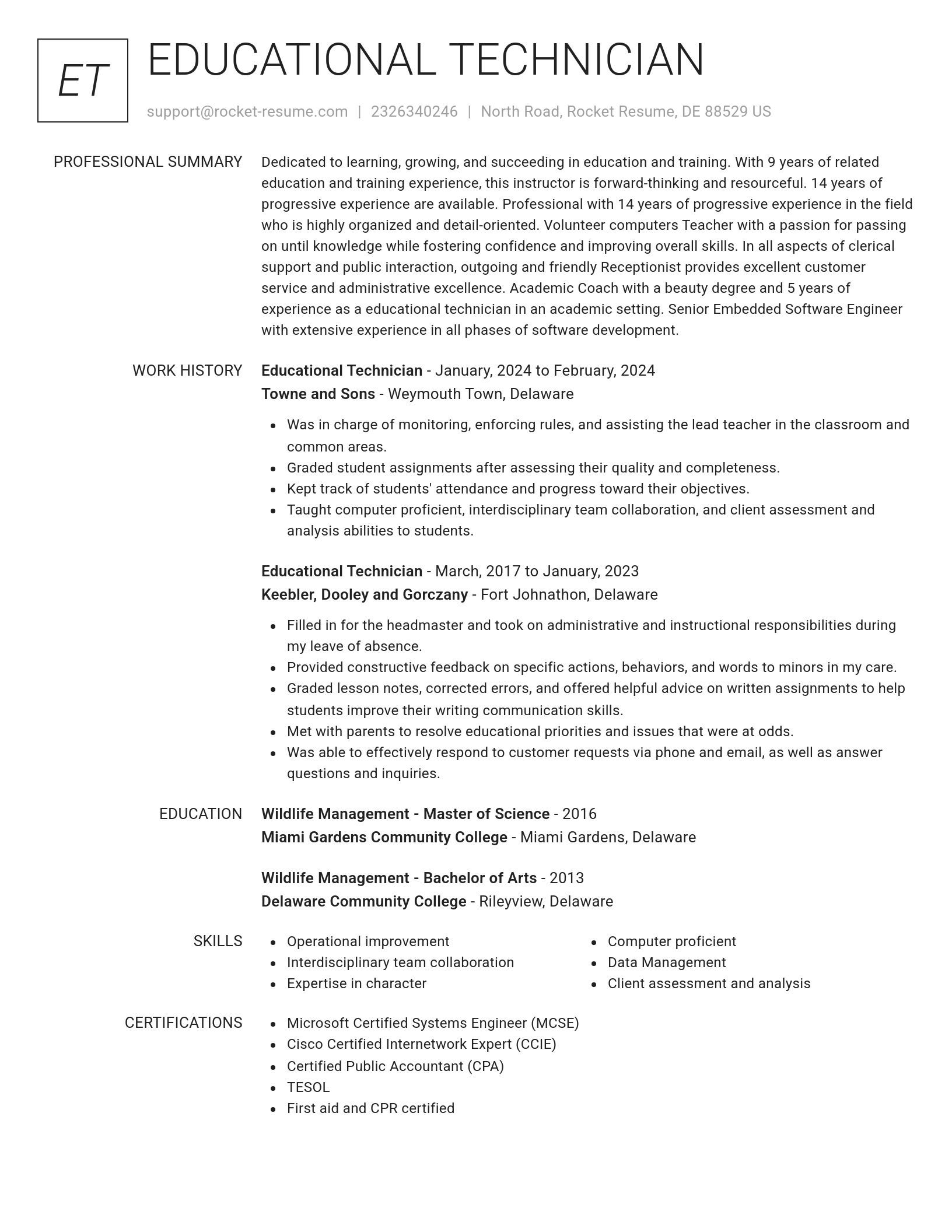 Renowned resume template