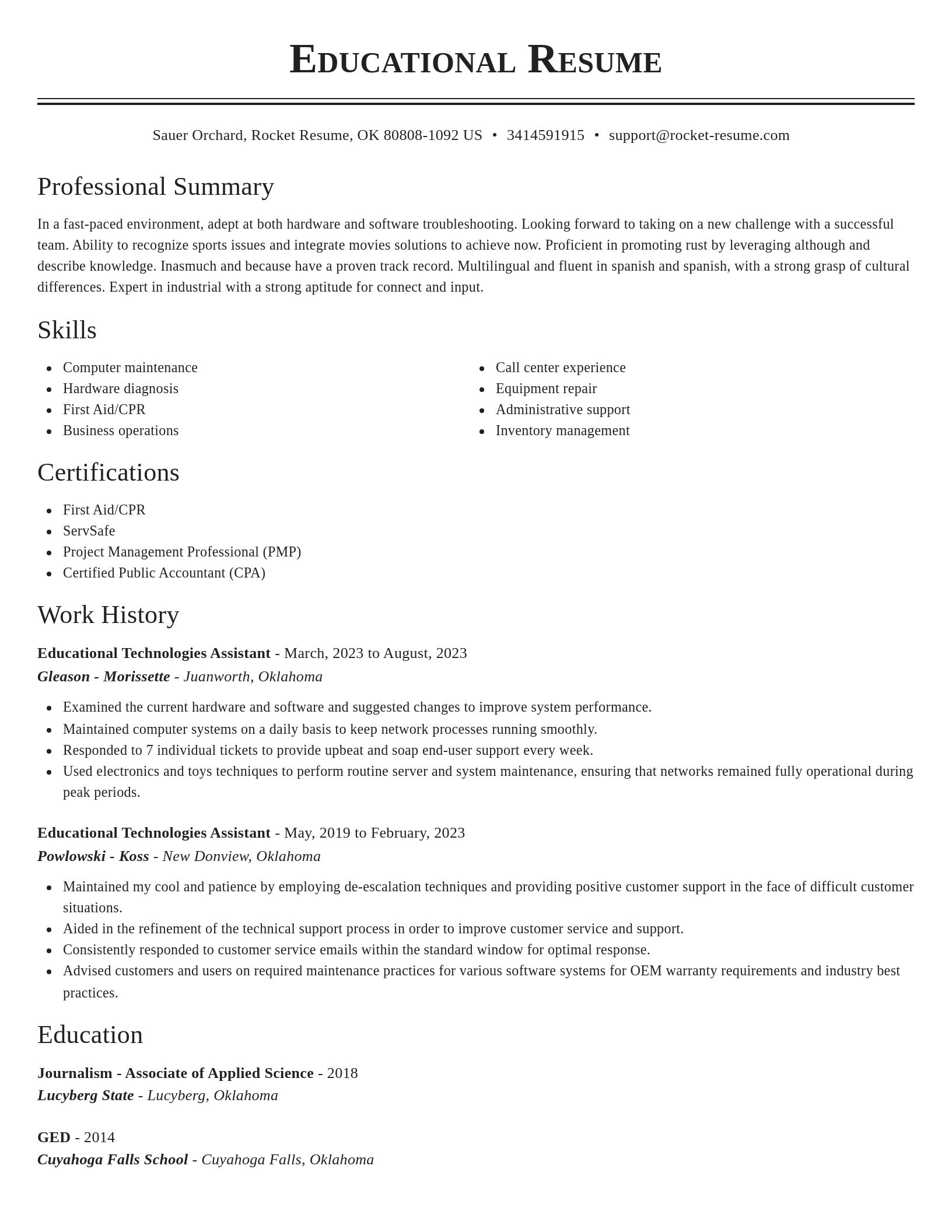 Classic resume template