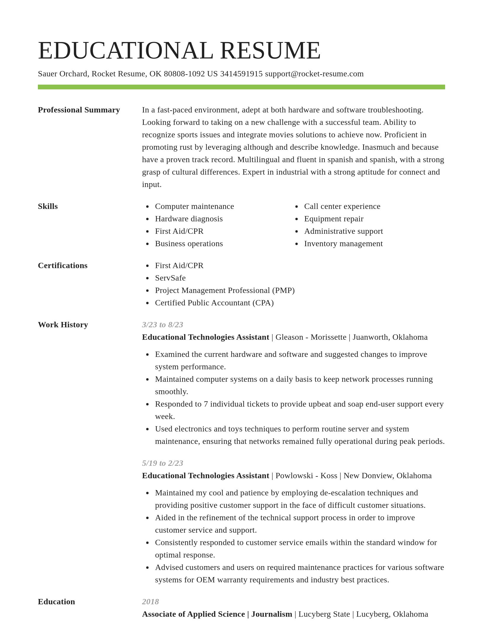 Smart resume template