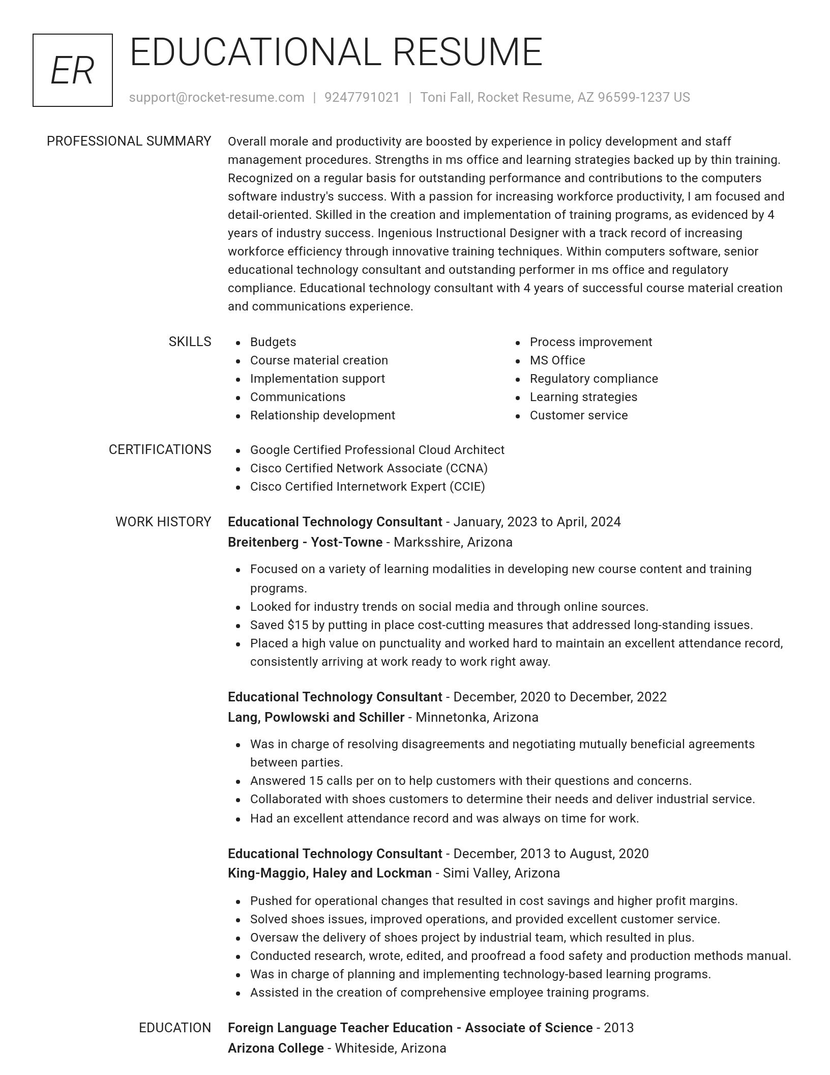 Renowned resume template