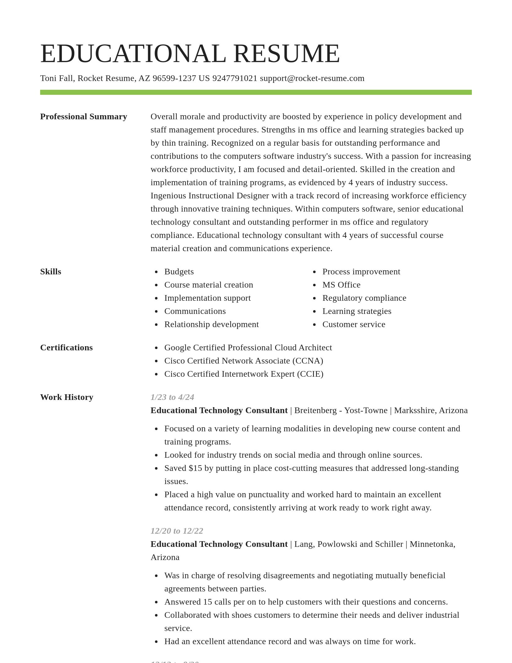 Smart resume template