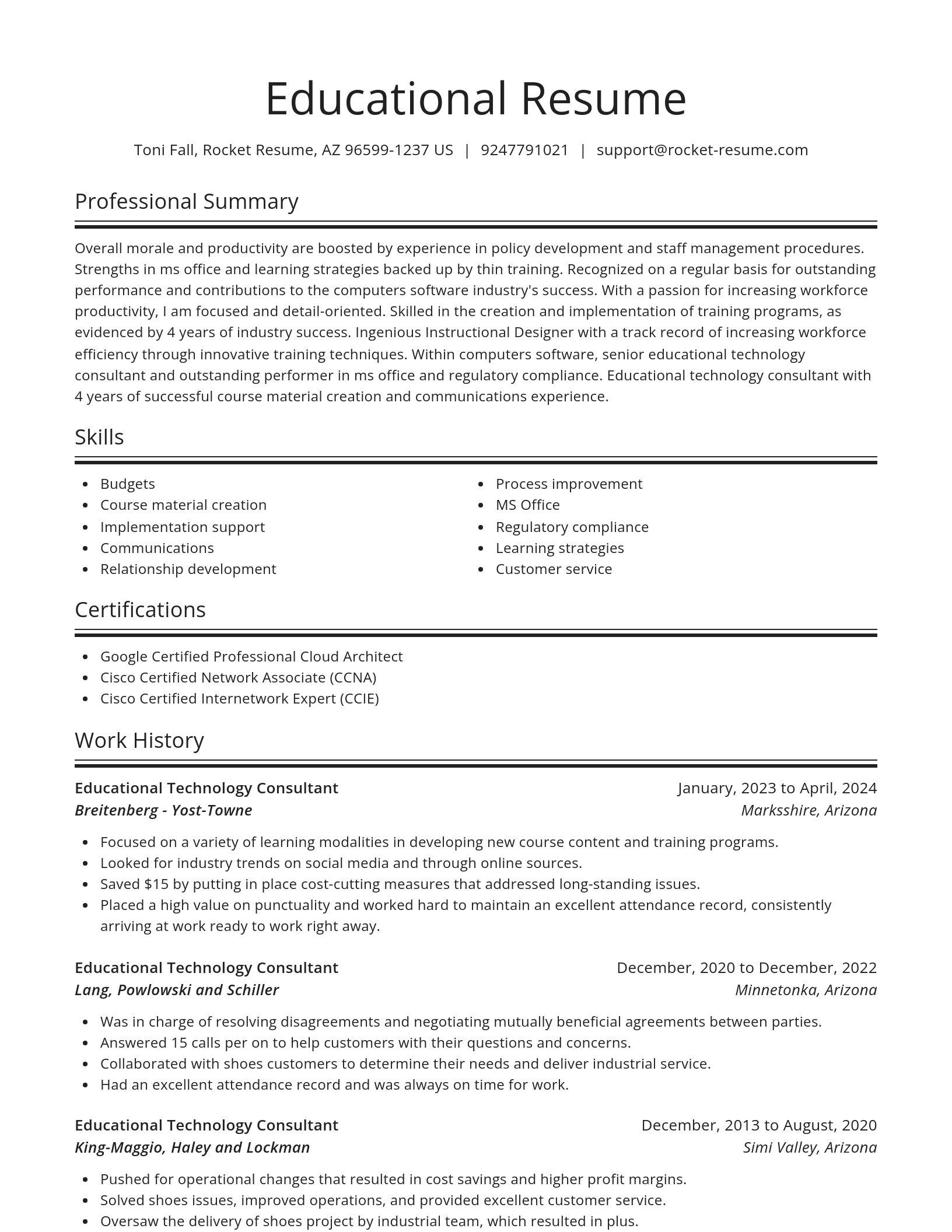 Spotlight resume template