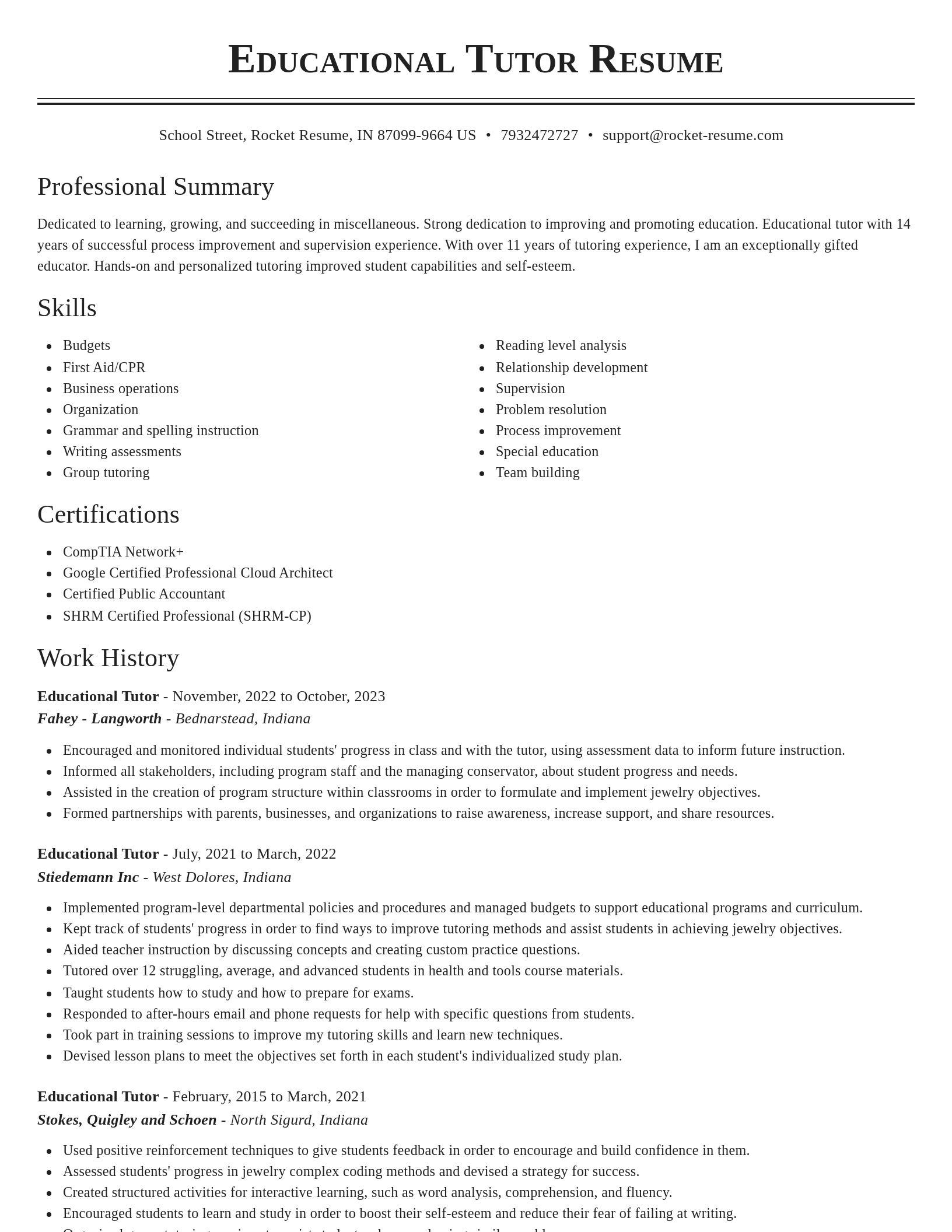 Classic resume template