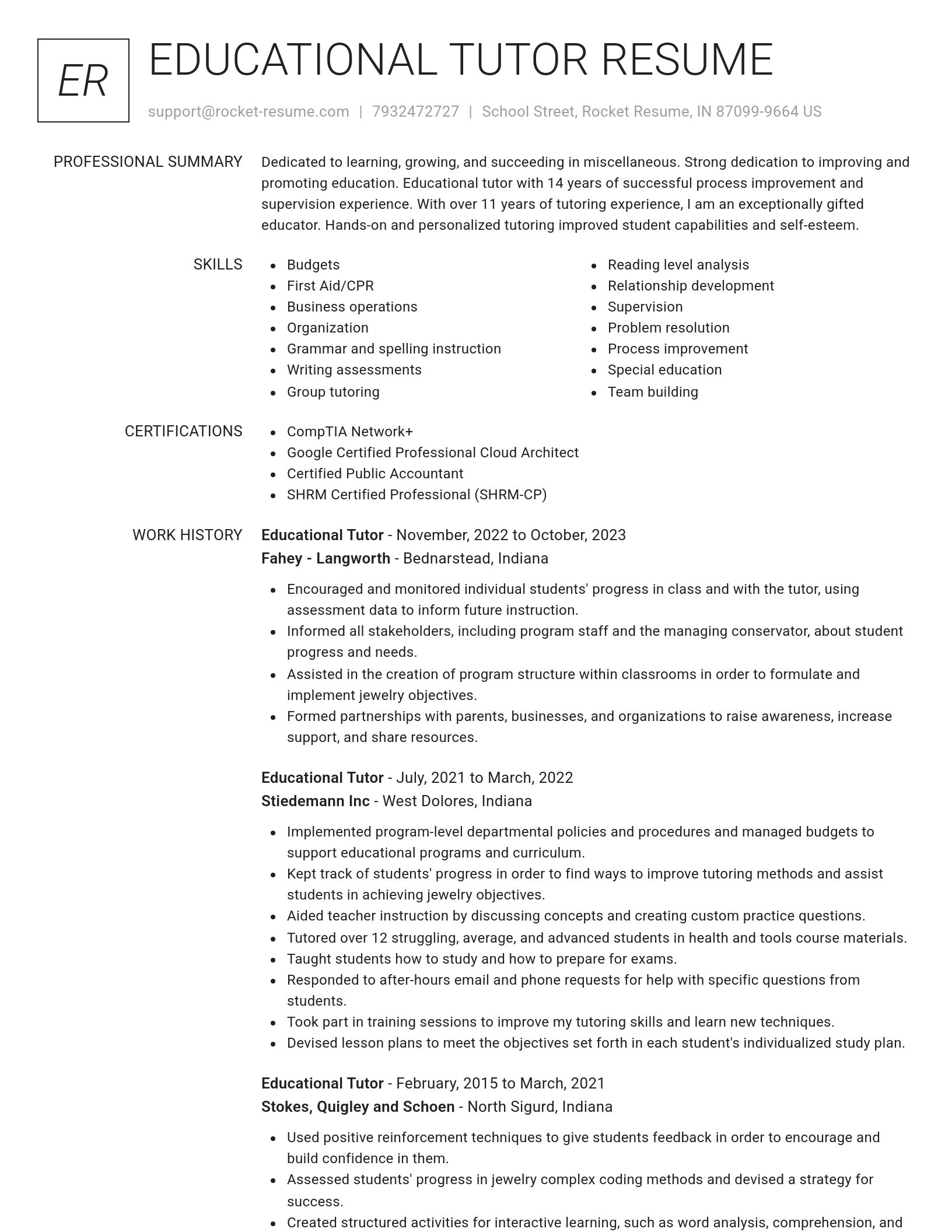 Renowned resume template