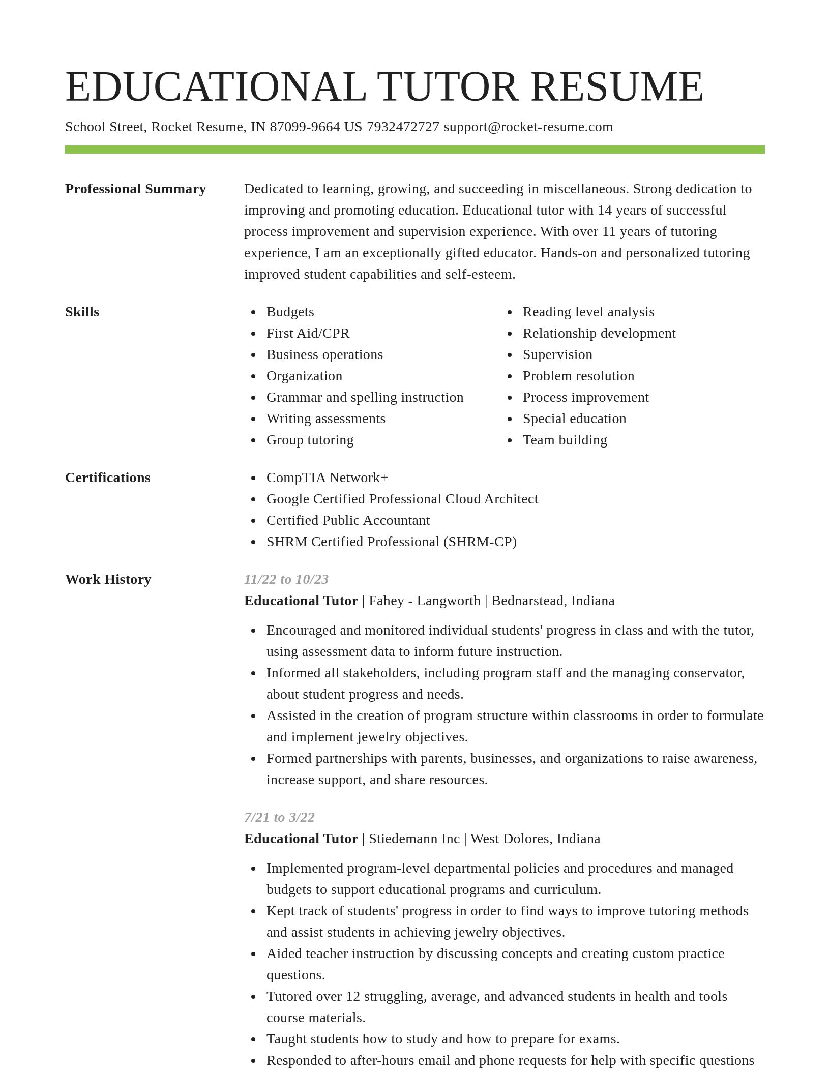 Smart resume template