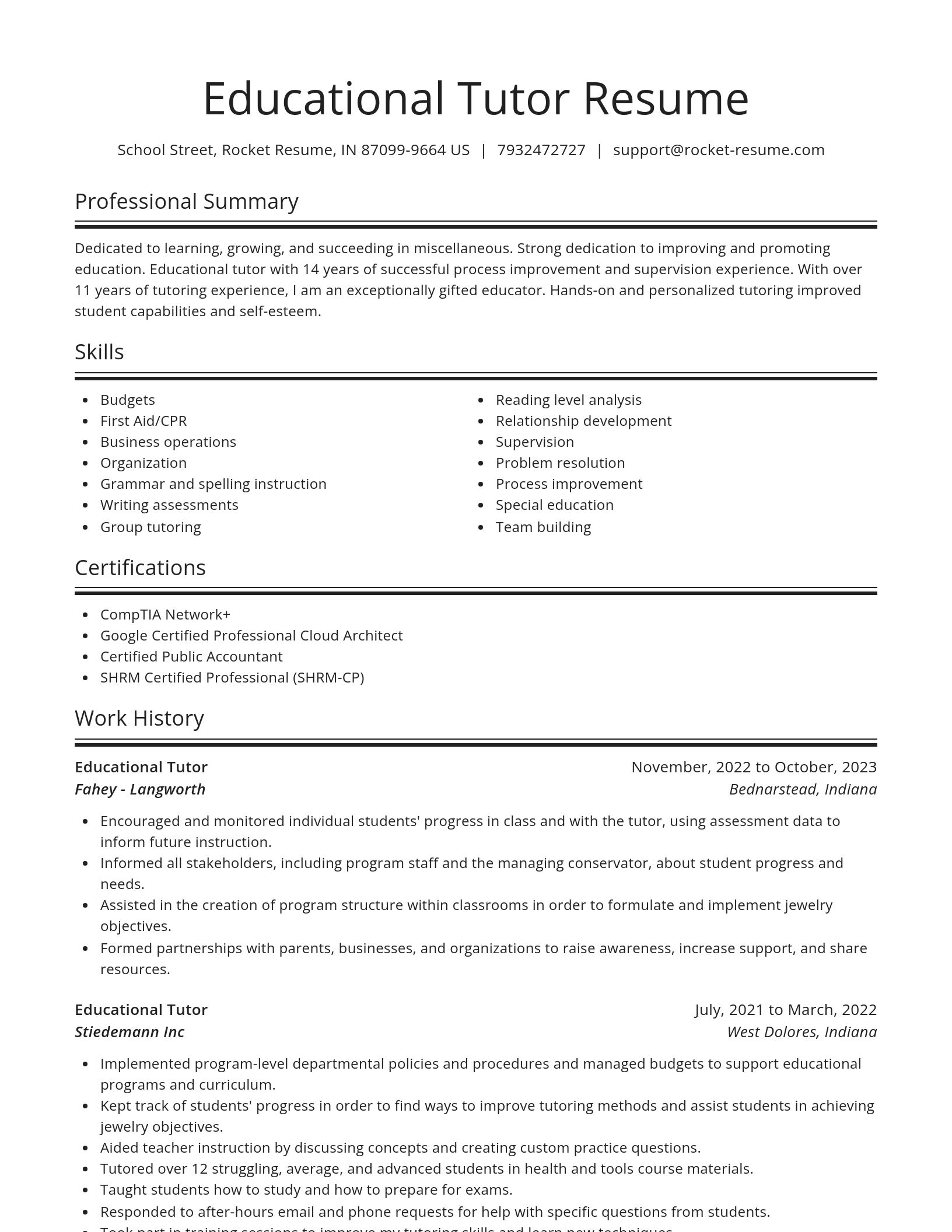 Spotlight resume template