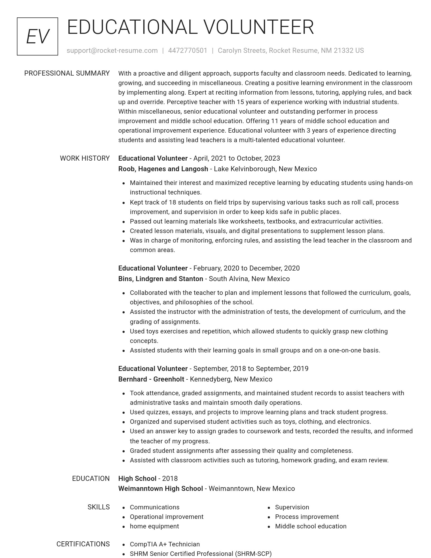 Renowned resume template