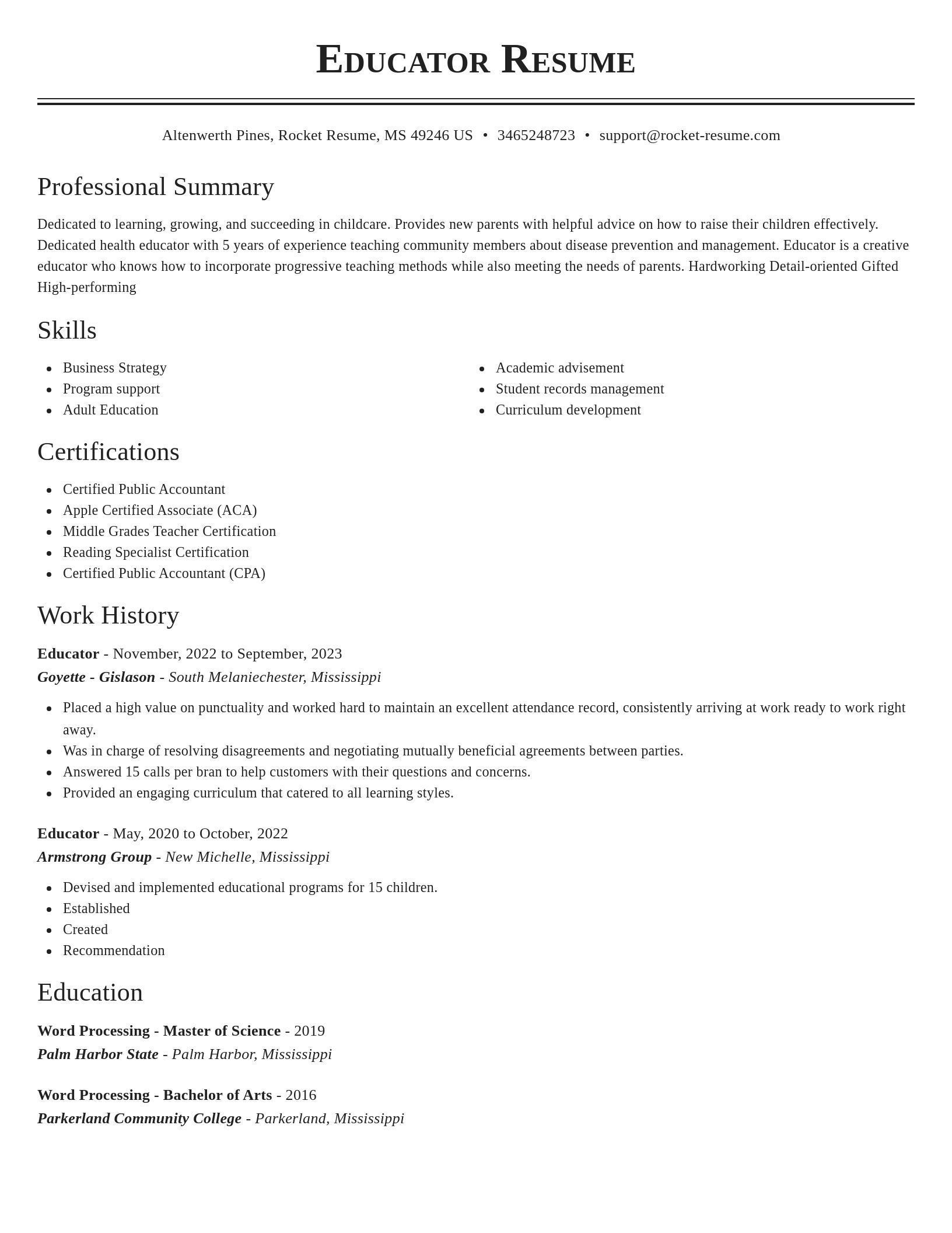 Classic resume template