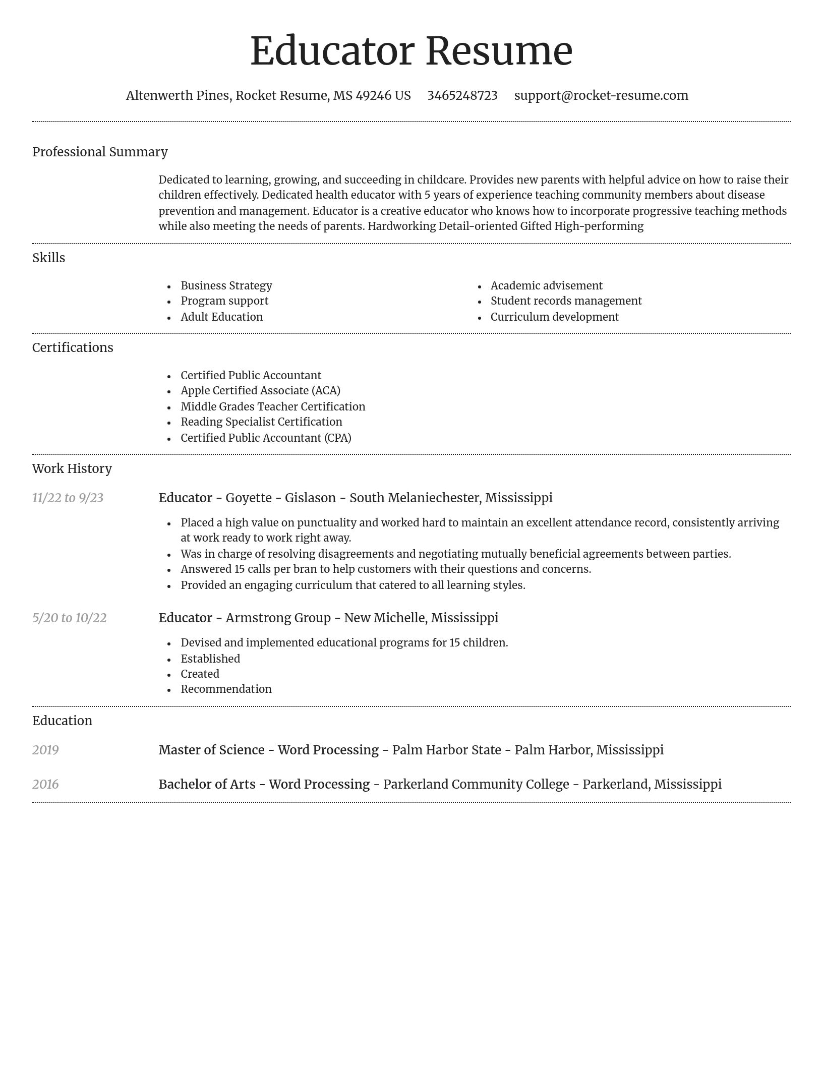 Dignified resume template