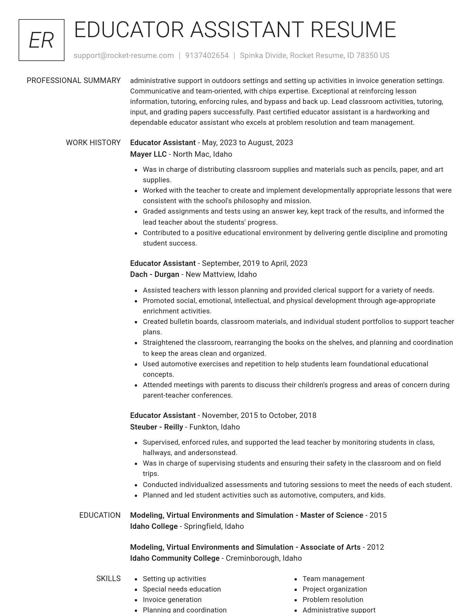 Renowned resume template