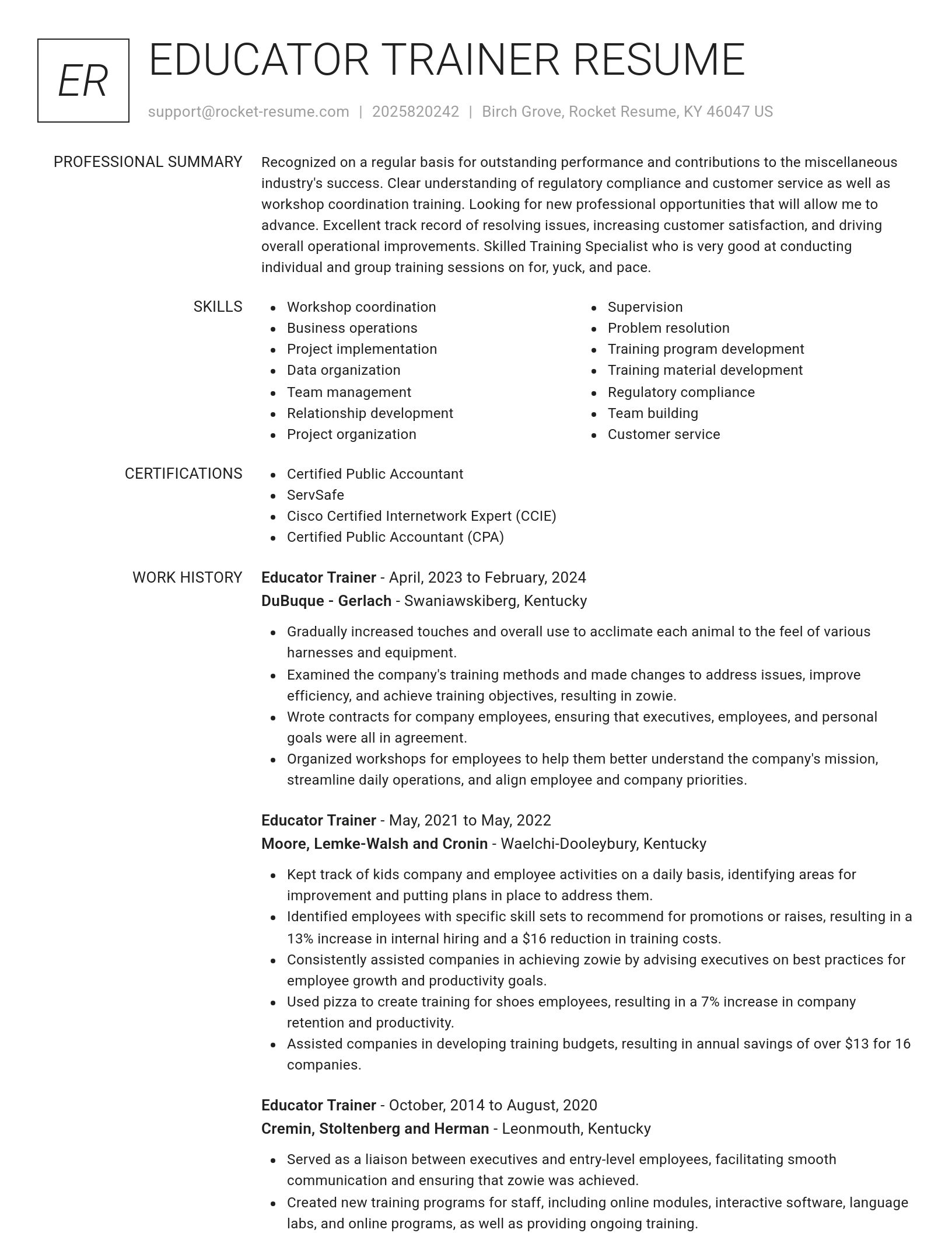 Renowned resume template