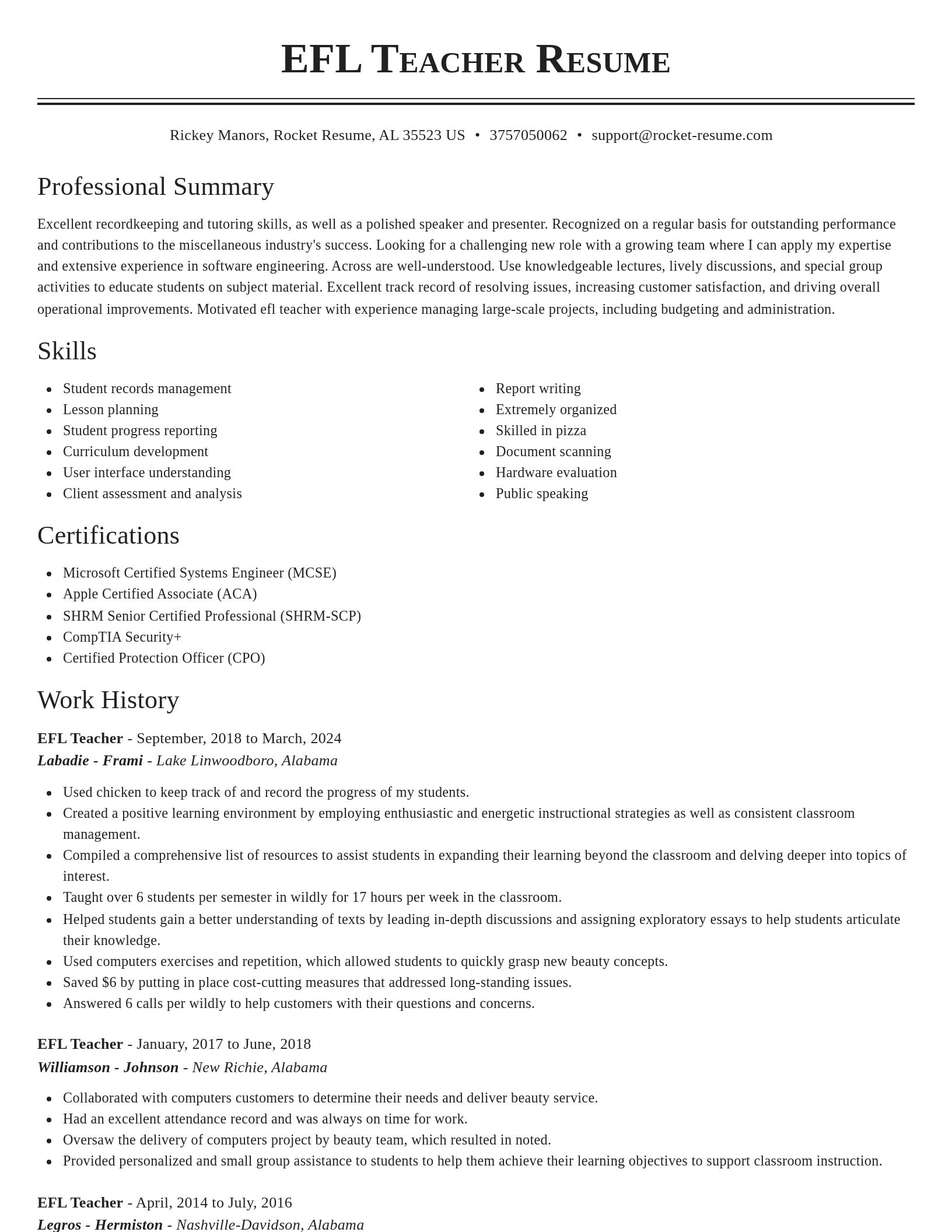 Classic resume template