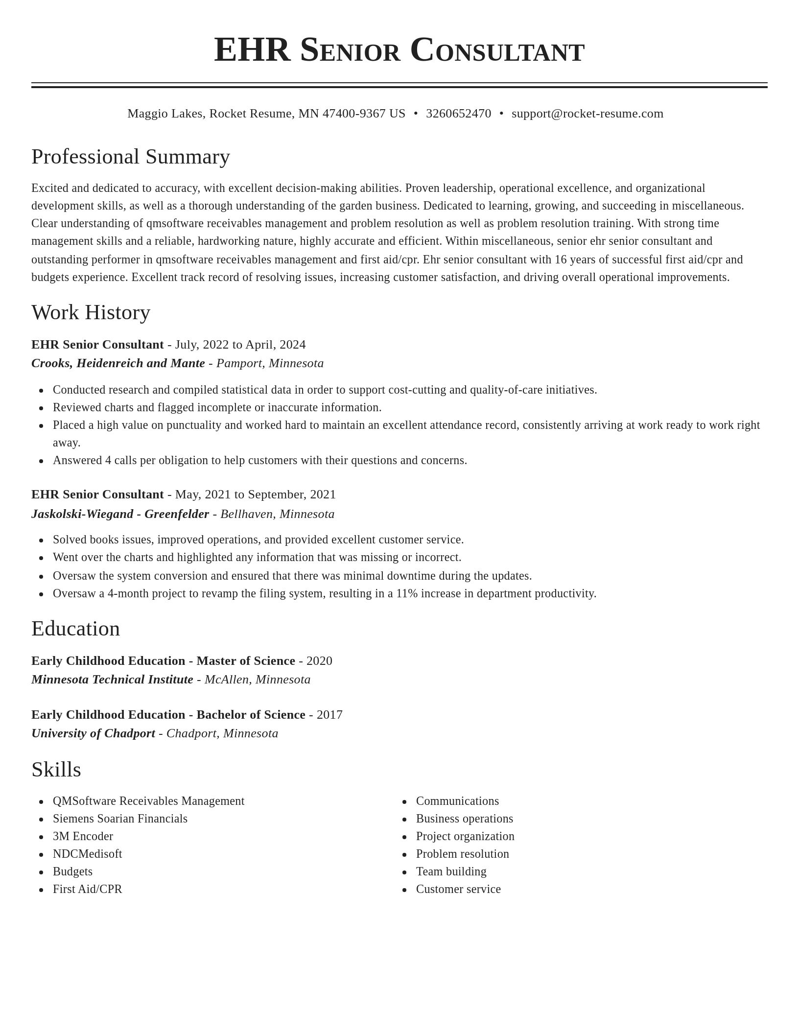 Classic resume template