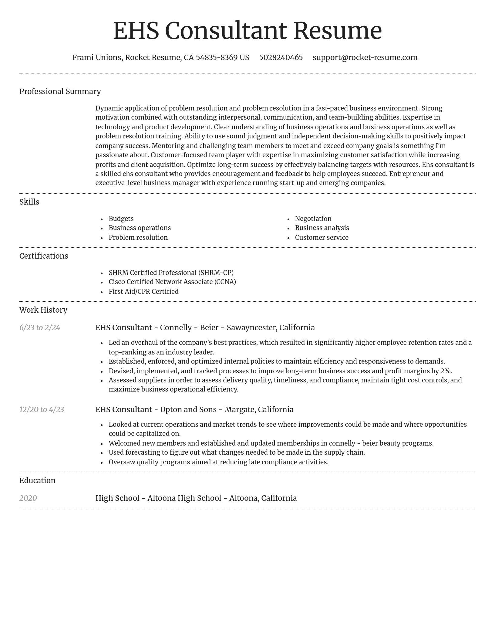 Dignified resume template