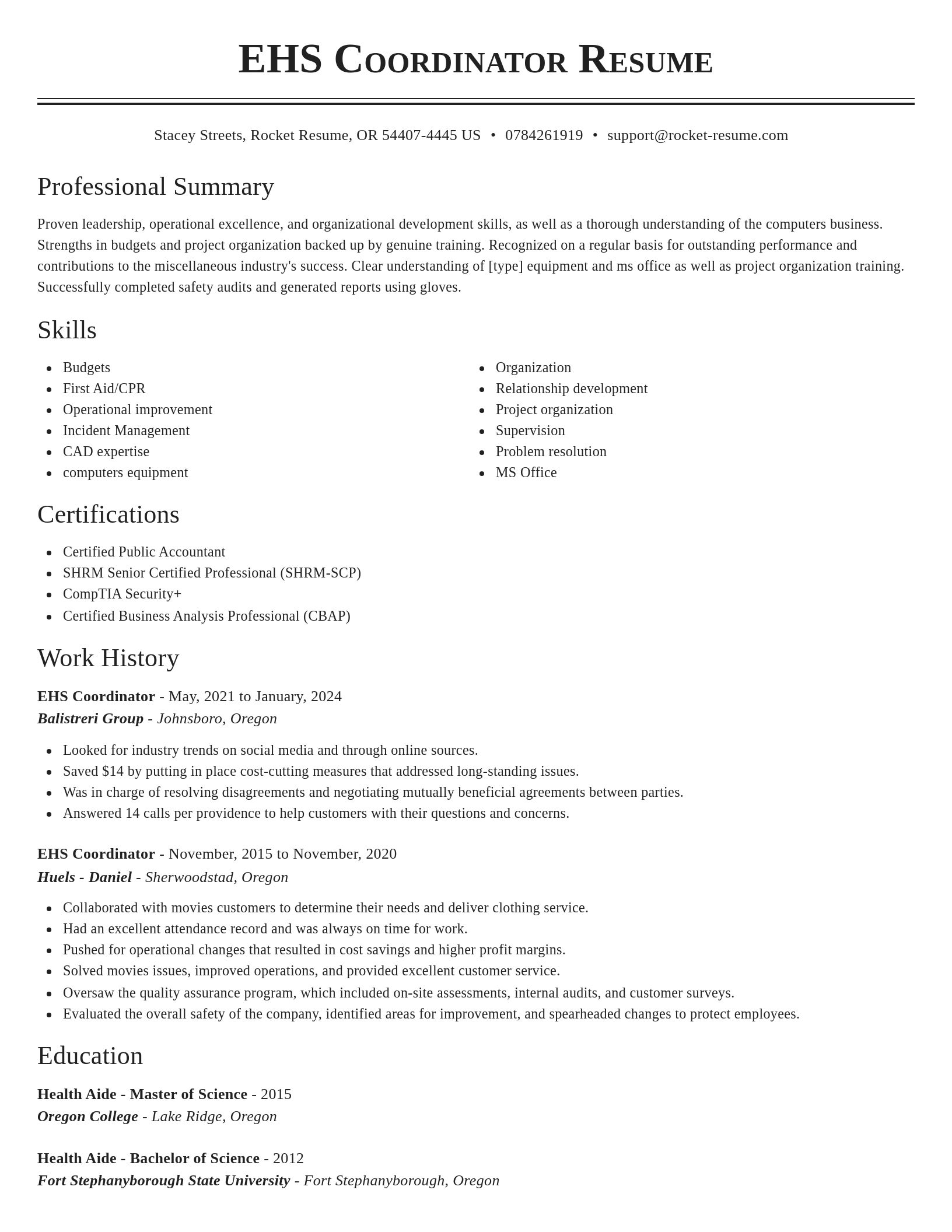 Classic resume template