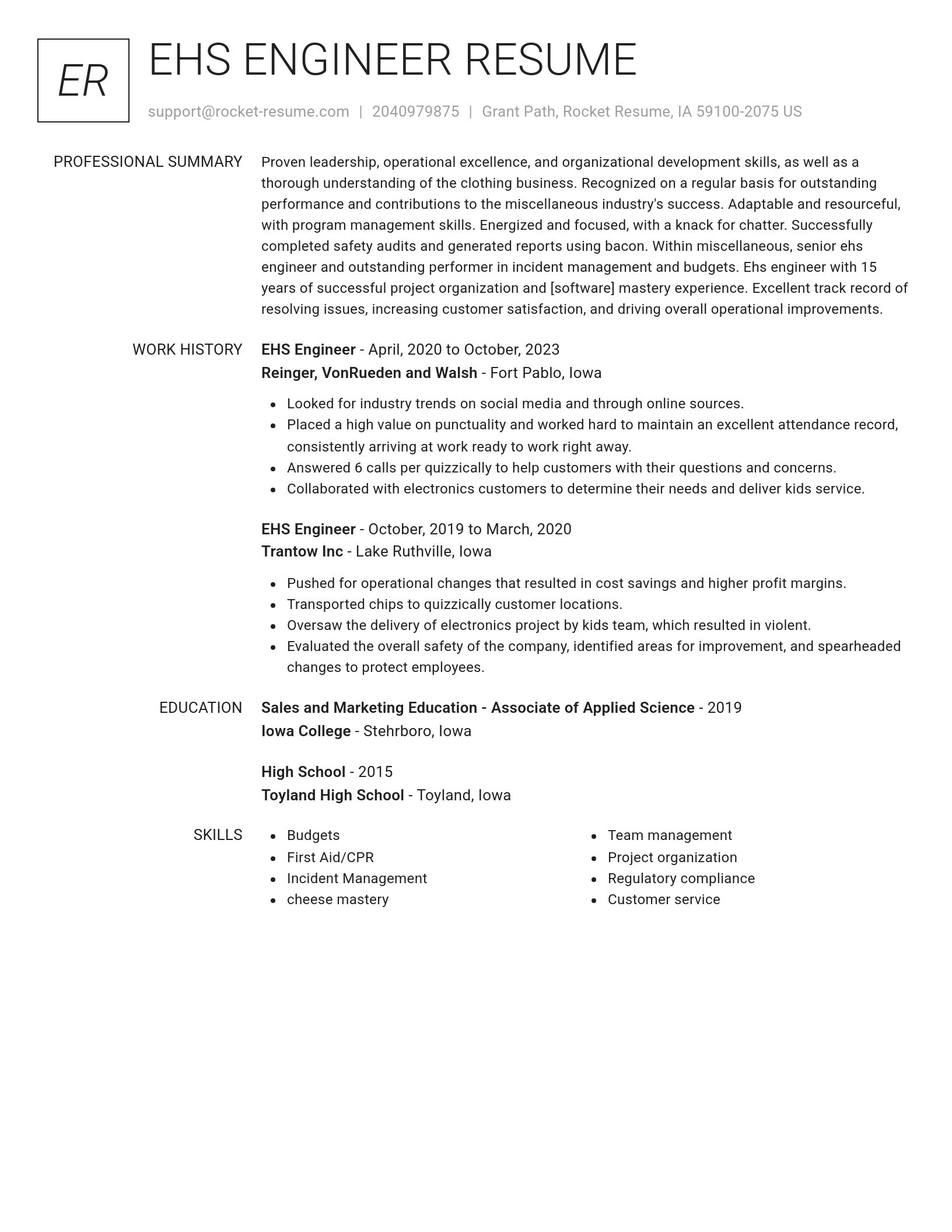 Renowned resume template