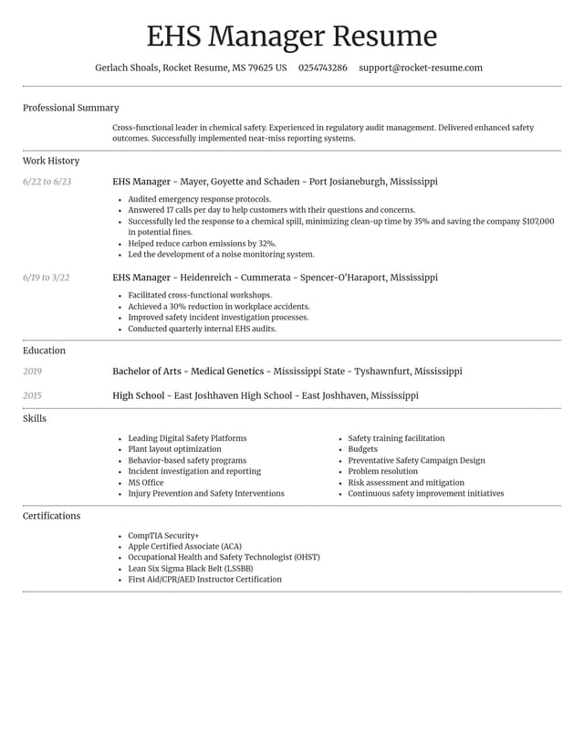 Dignified resume template