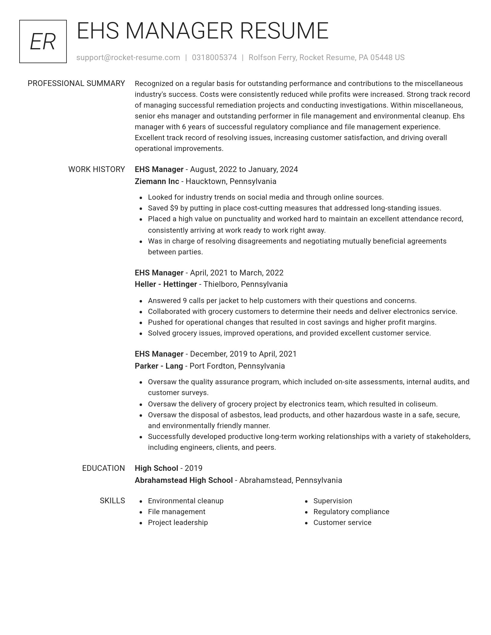 Renowned resume template