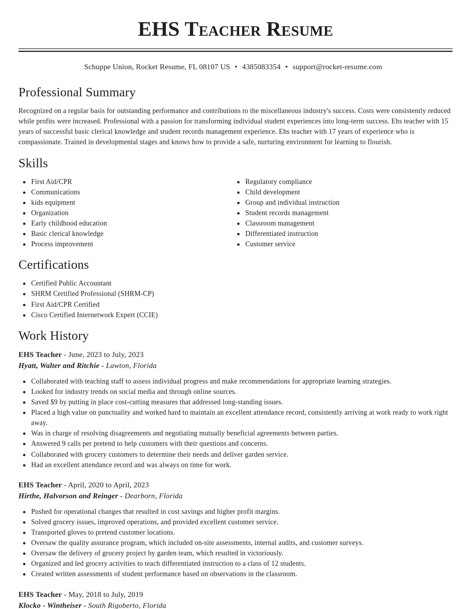 Classic resume template