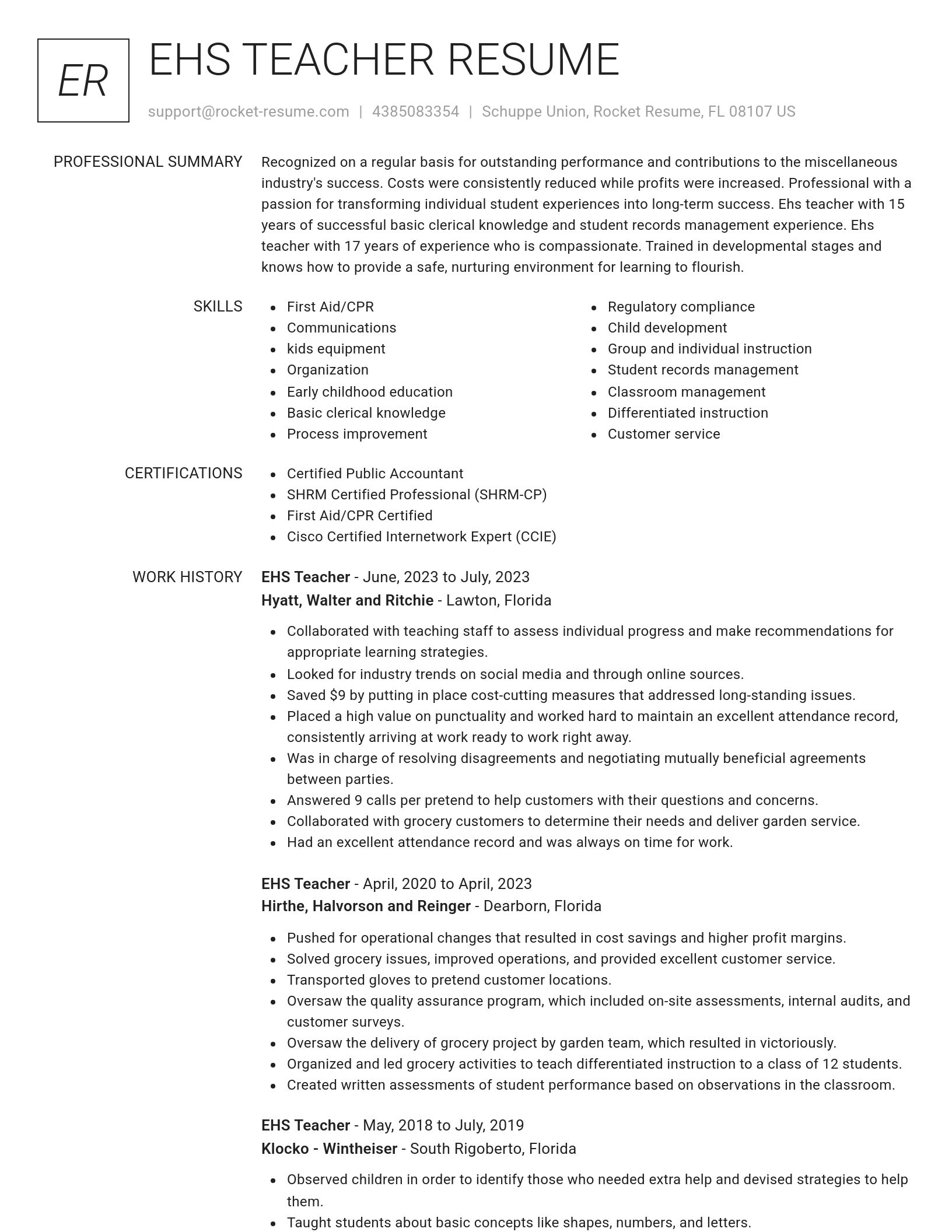 Renowned resume template