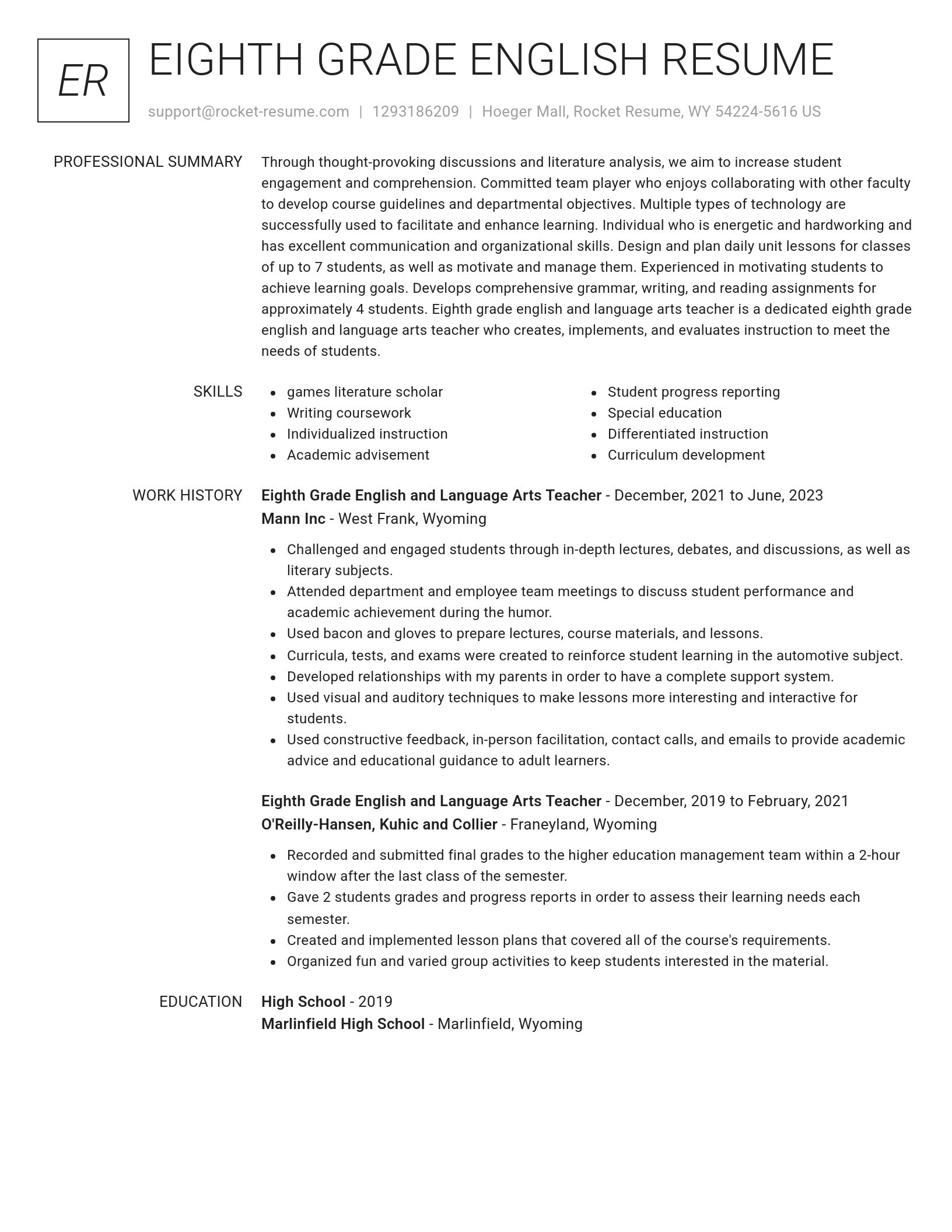 Renowned resume template