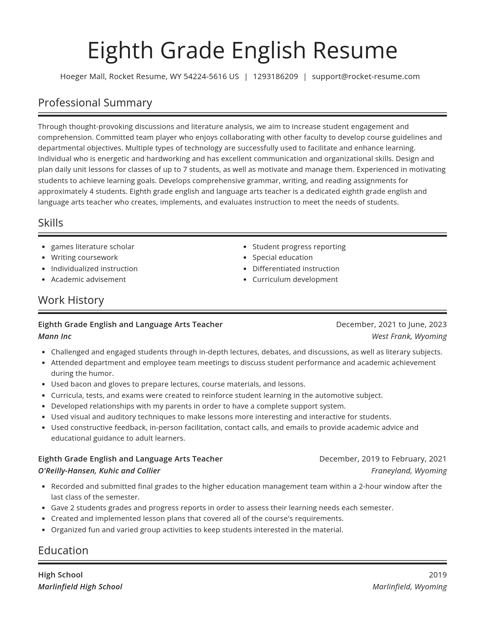 Spotlight resume template