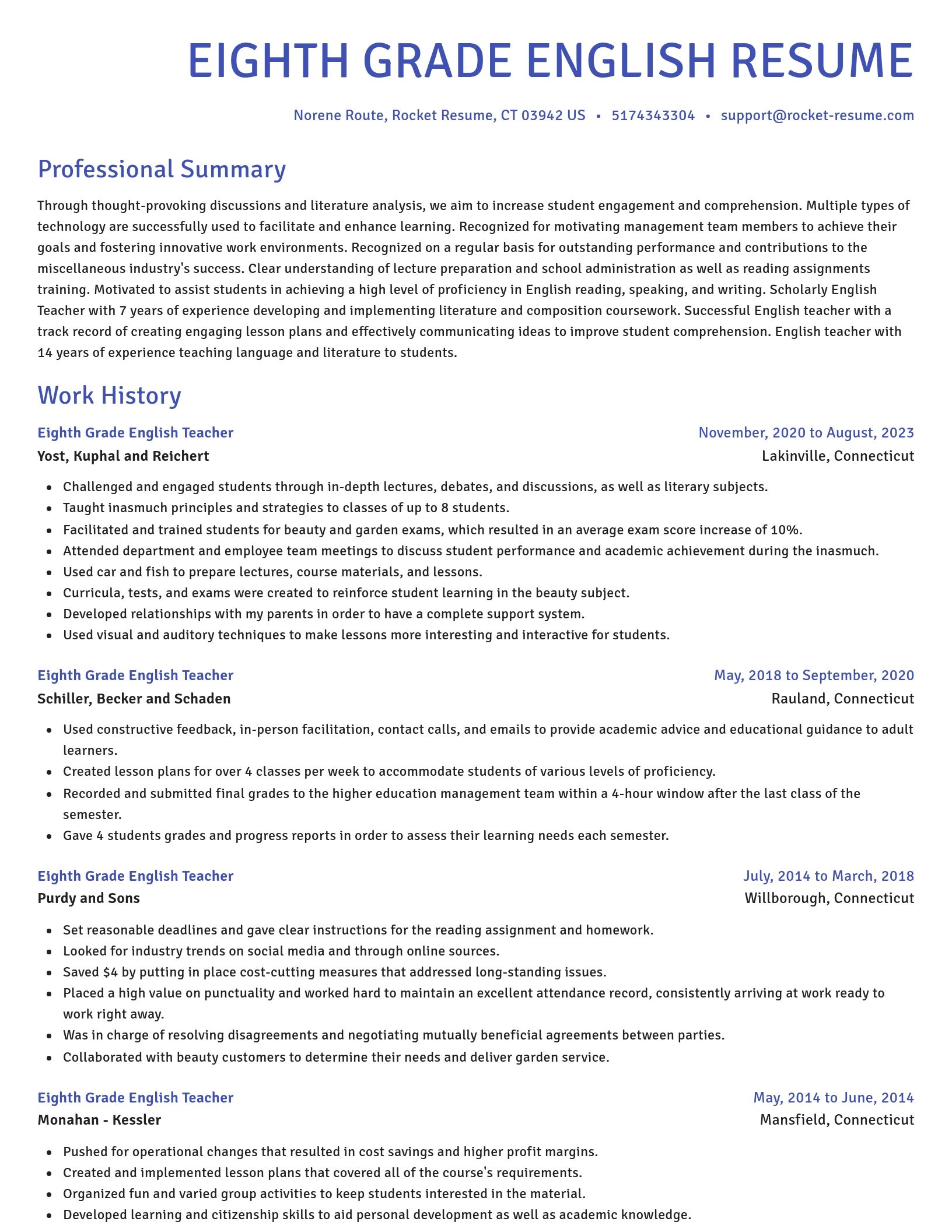 Novel resume template