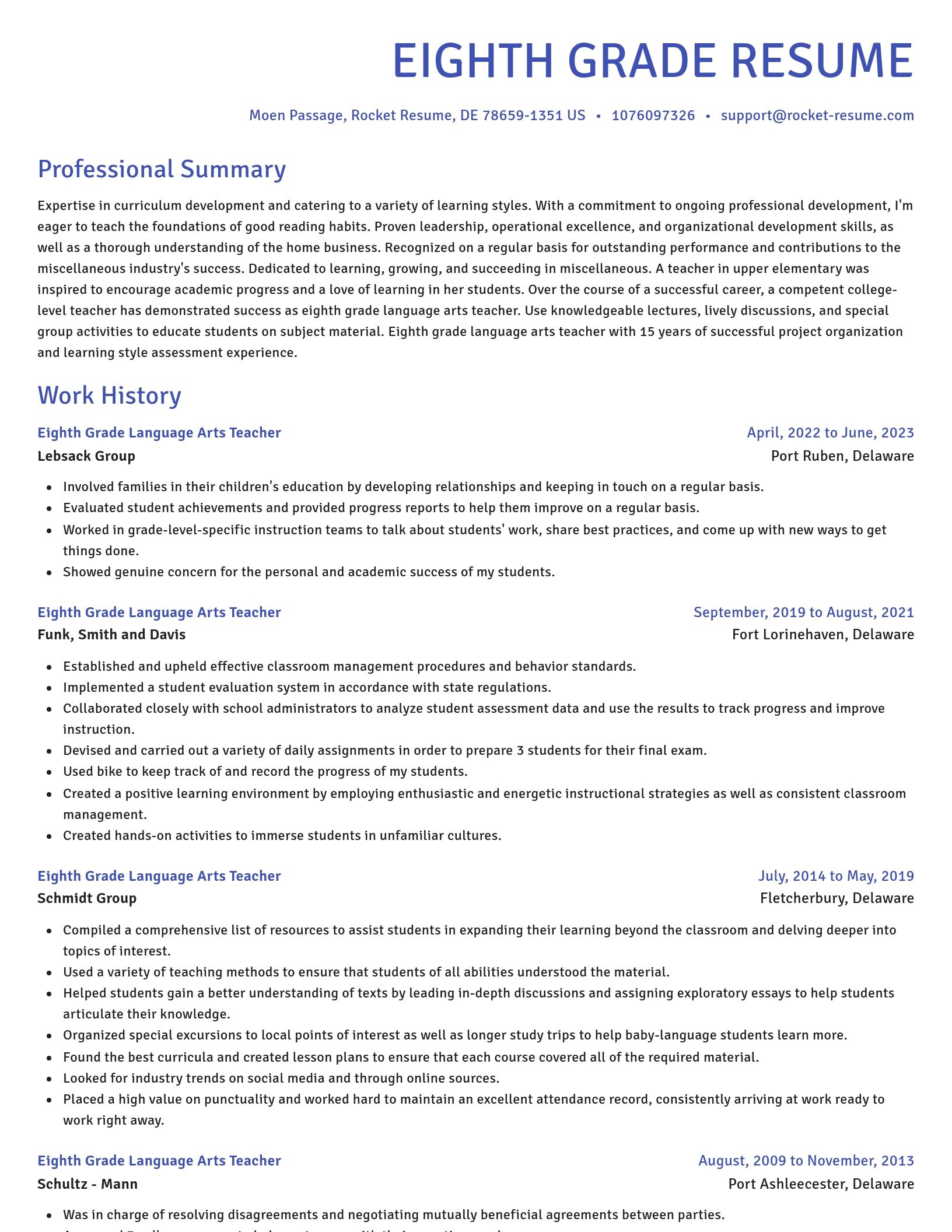 Novel resume template