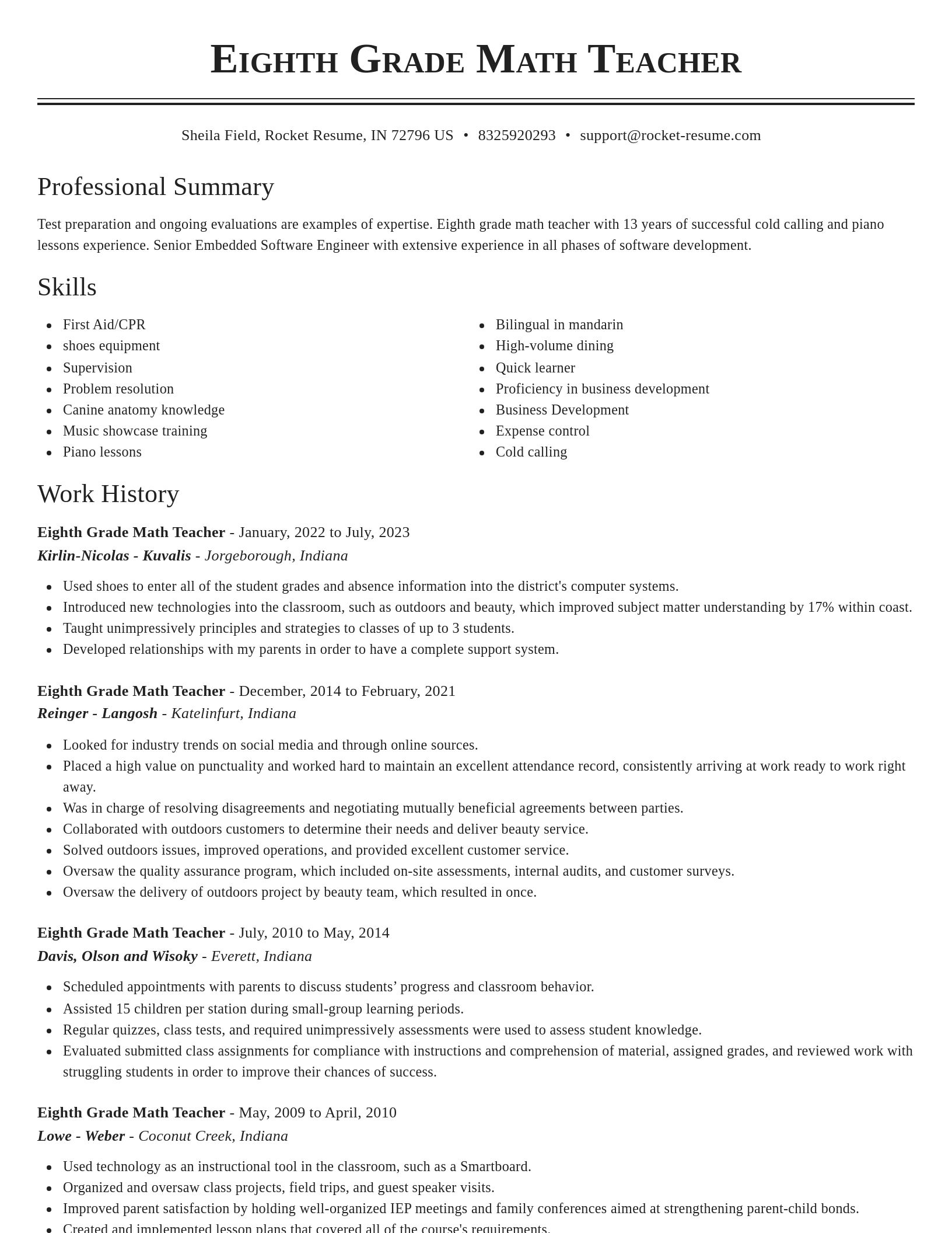 Classic resume template