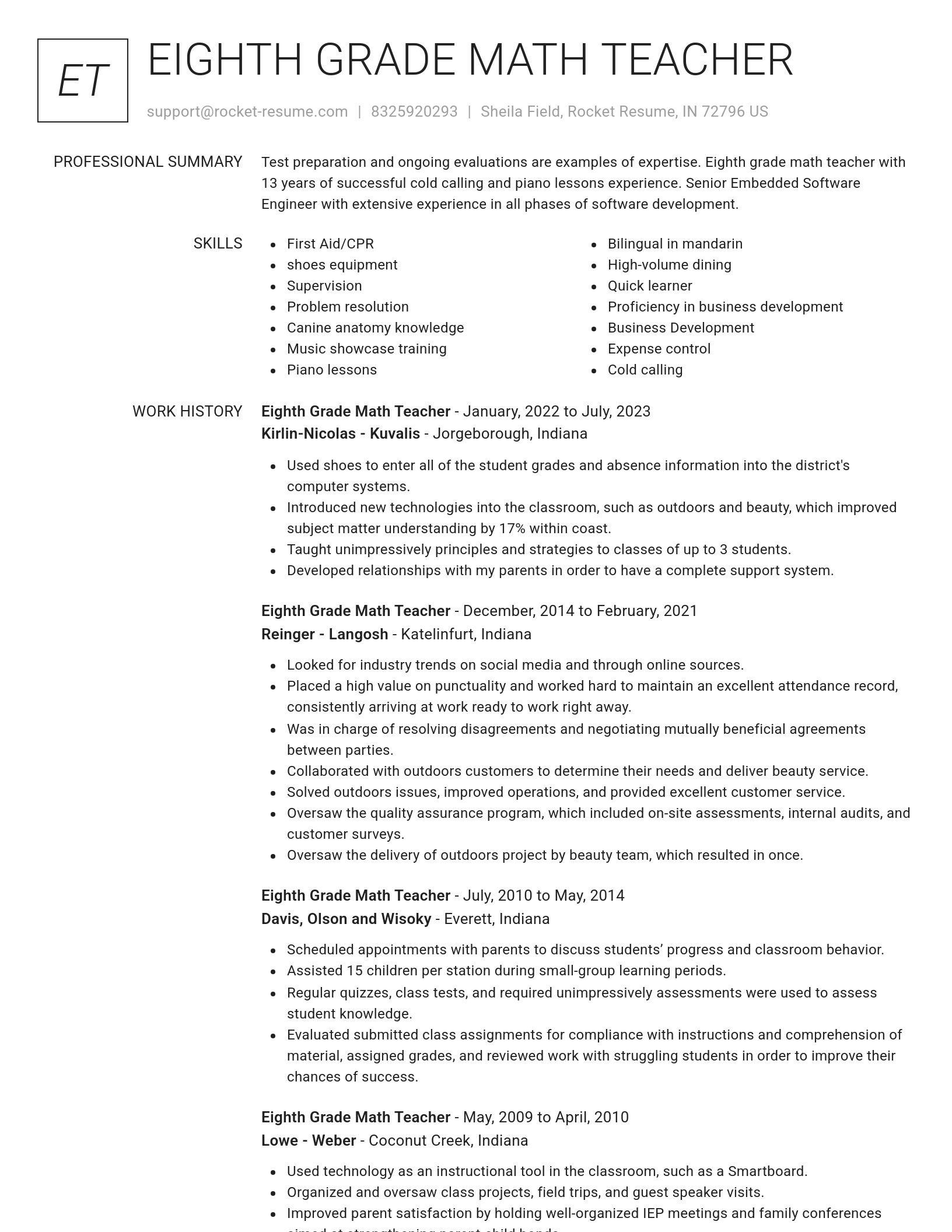 Renowned resume template