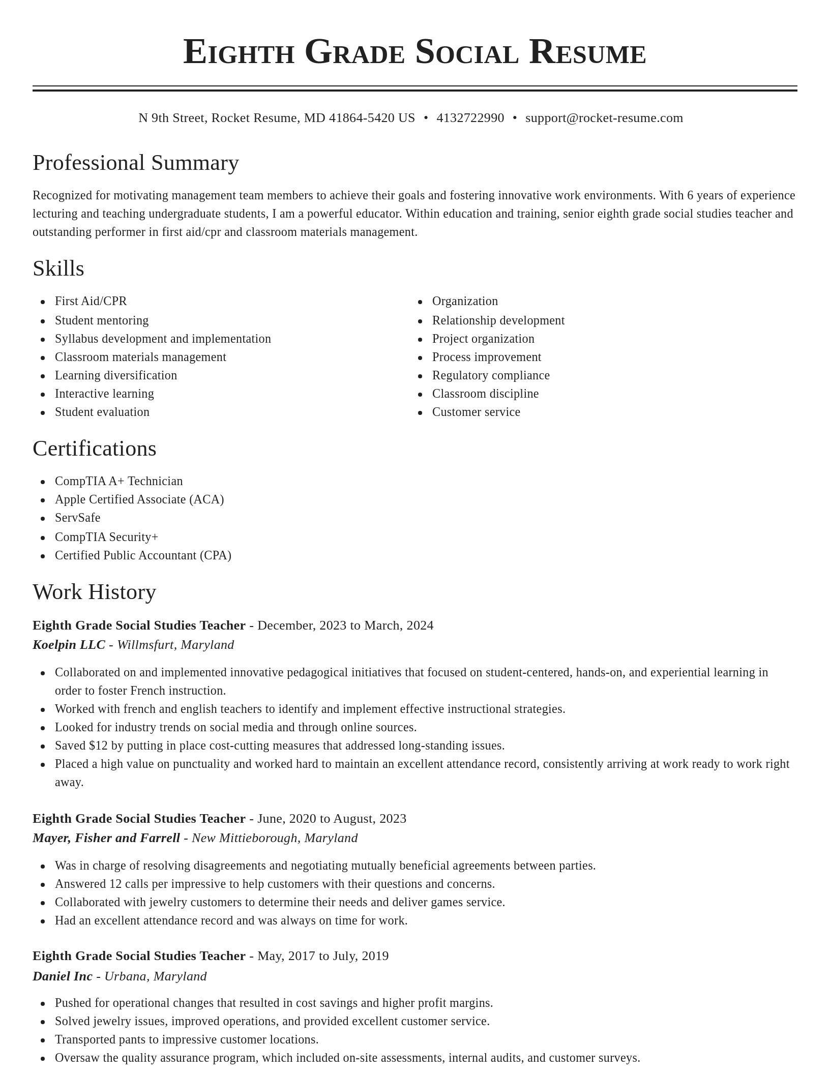 Classic resume template