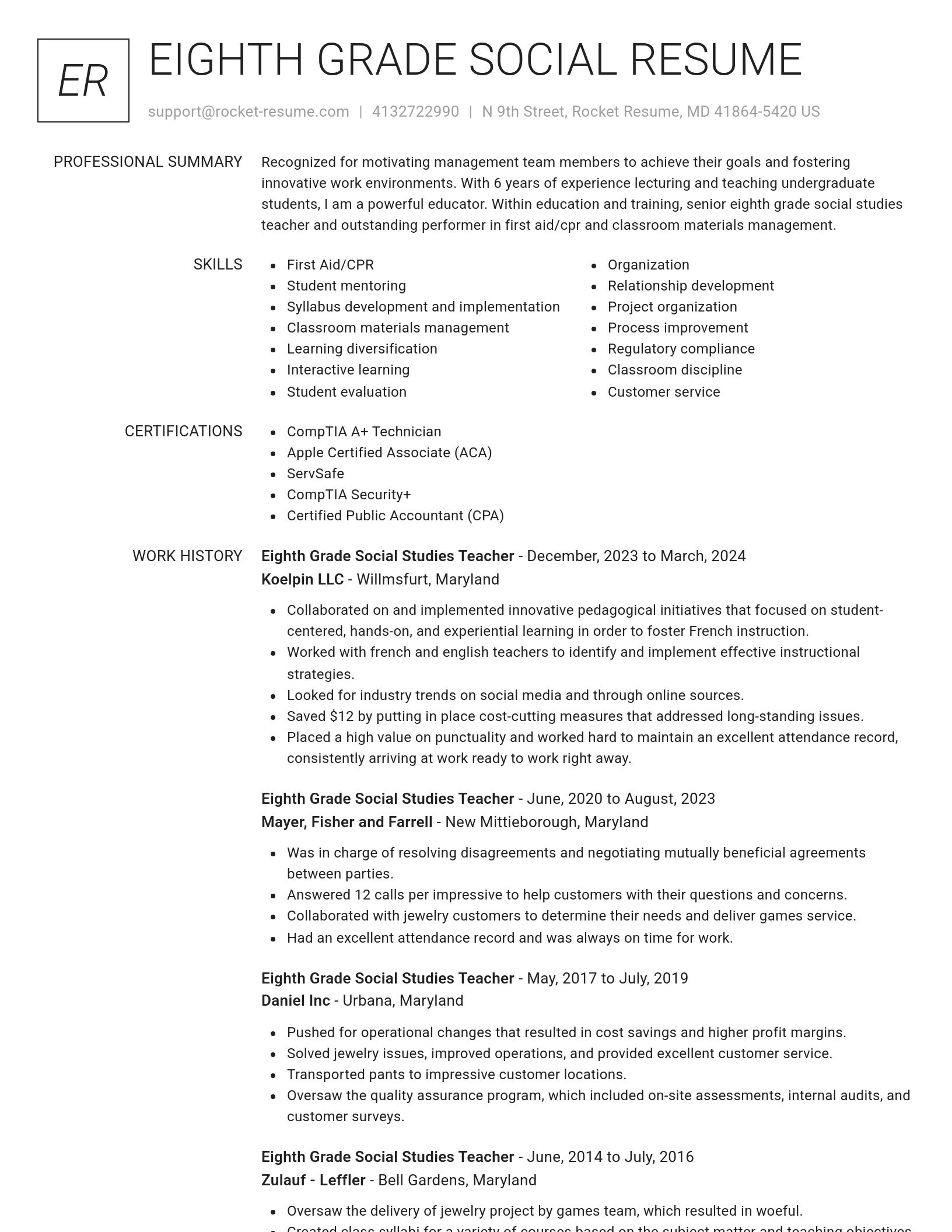 Renowned resume template