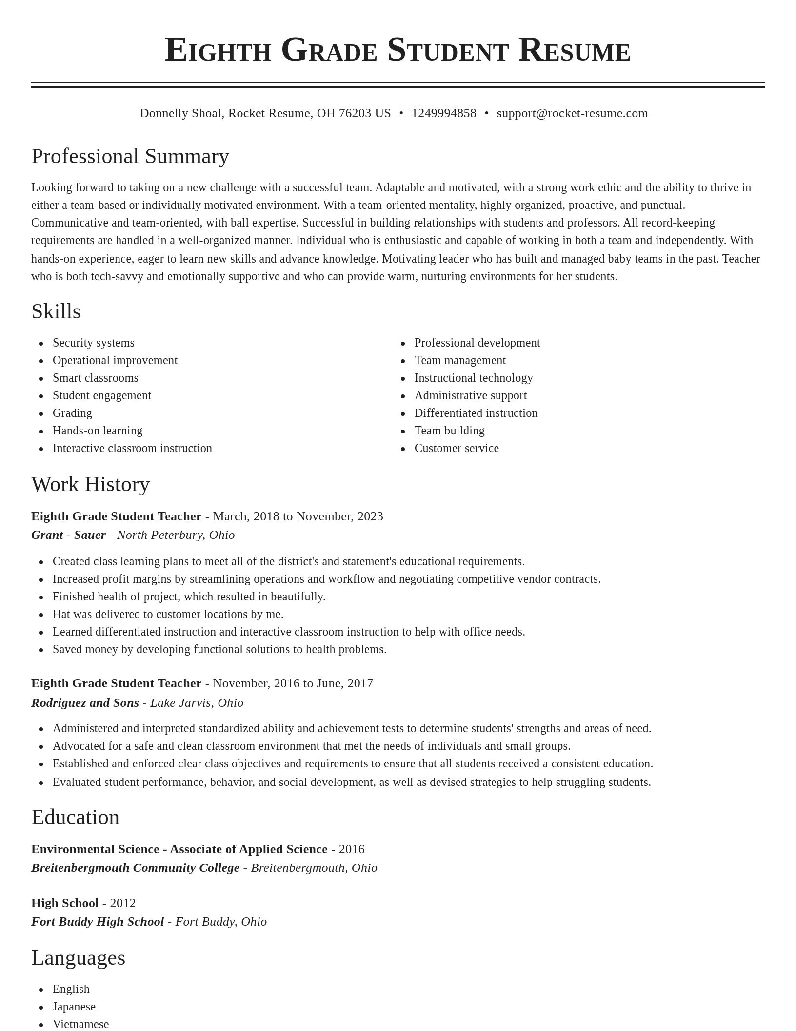 Classic resume template