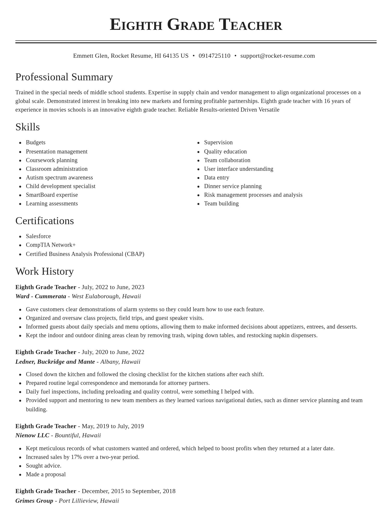 Classic resume template