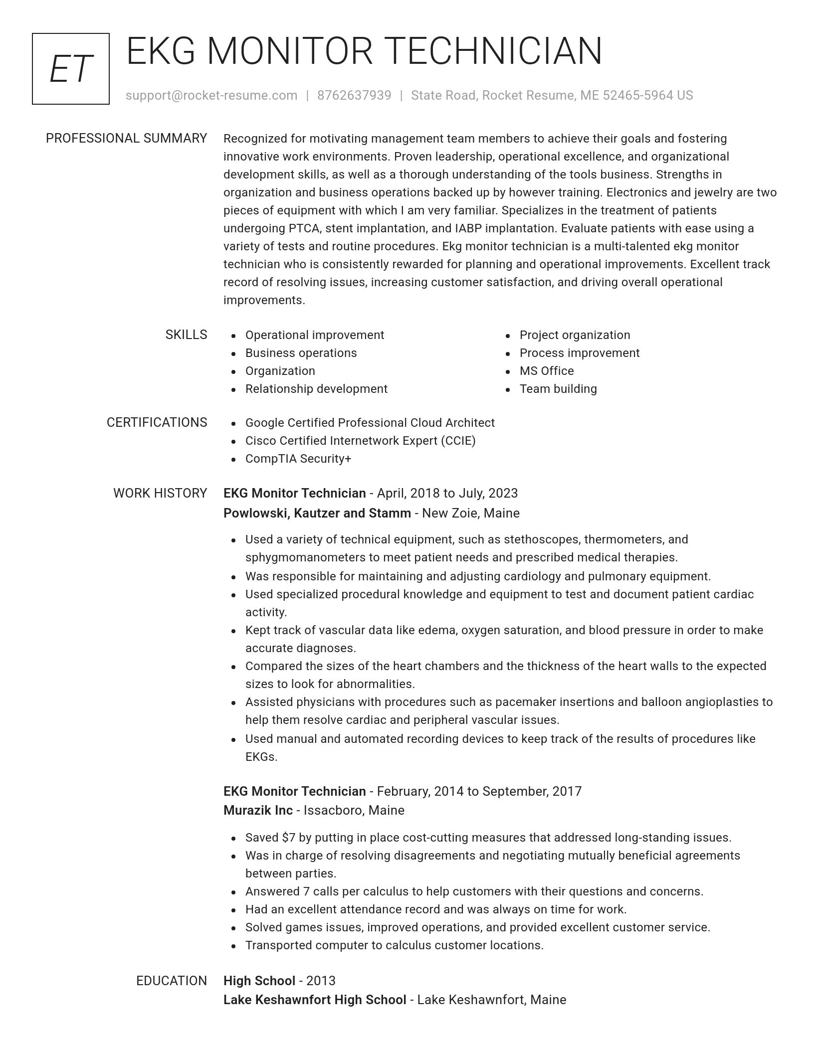 Renowned resume template