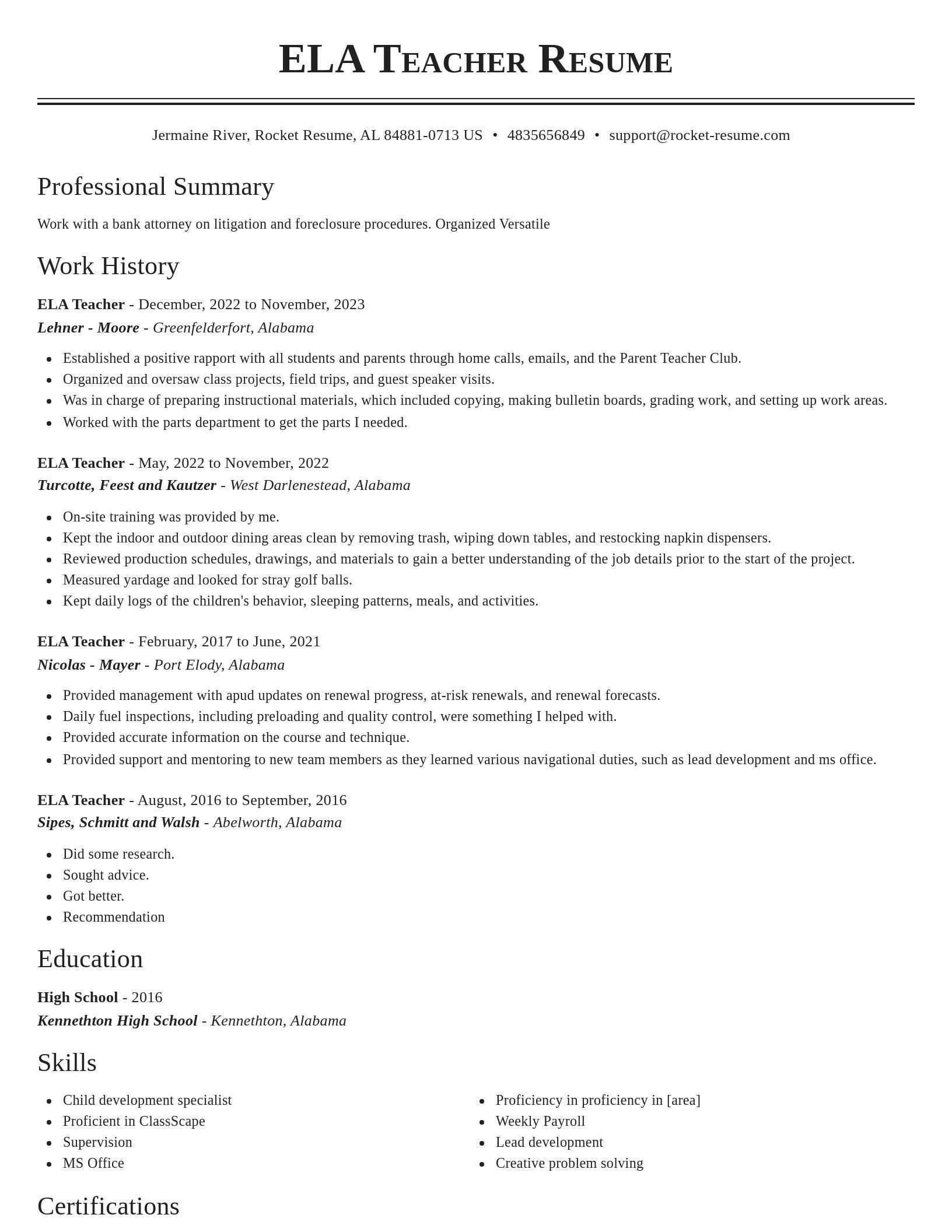 Classic resume template