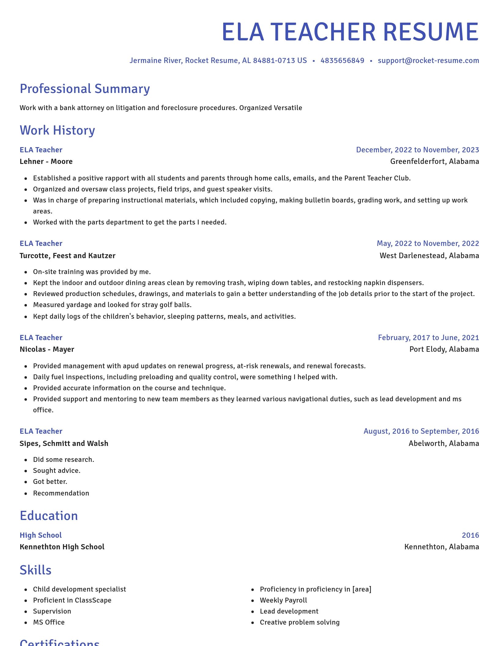 Novel resume template