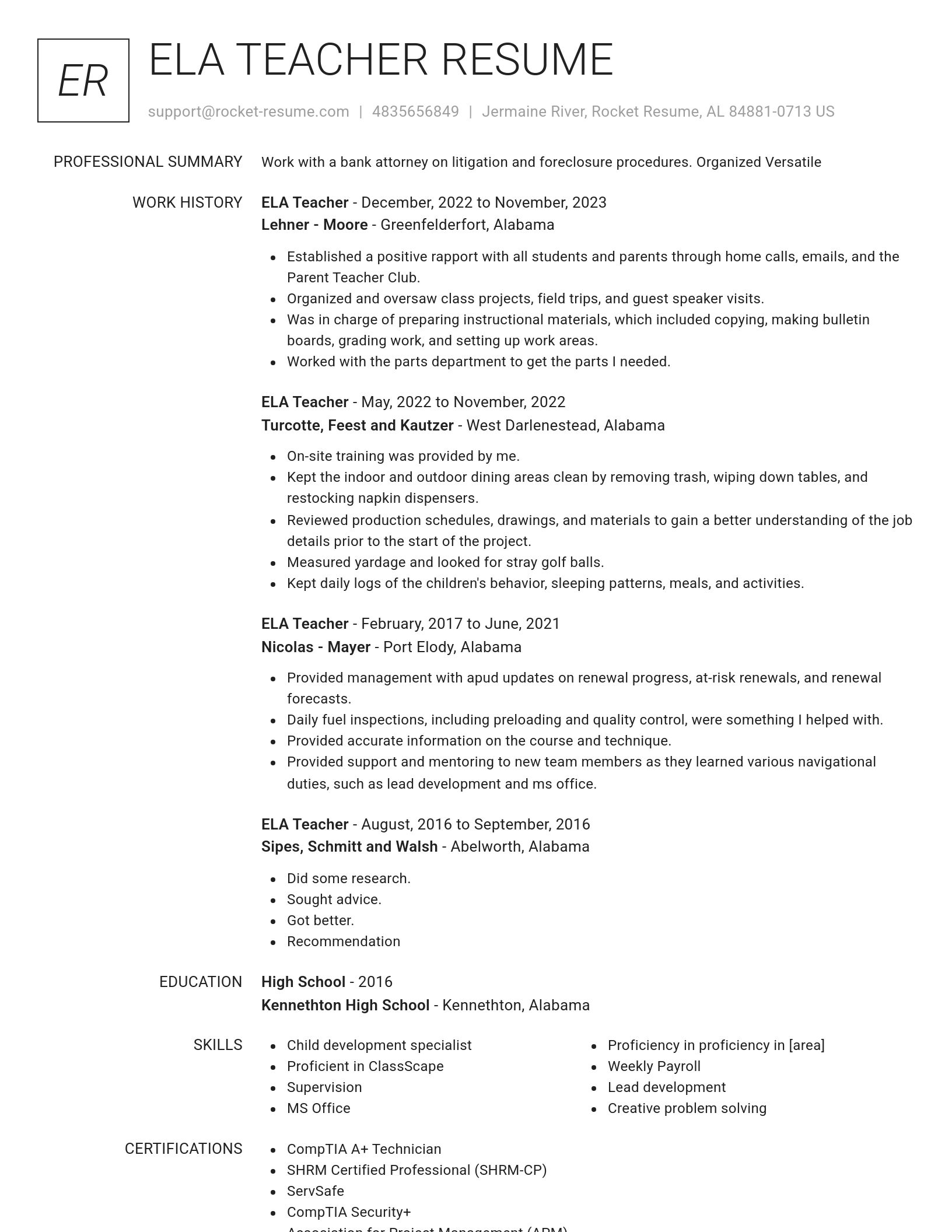 Renowned resume template