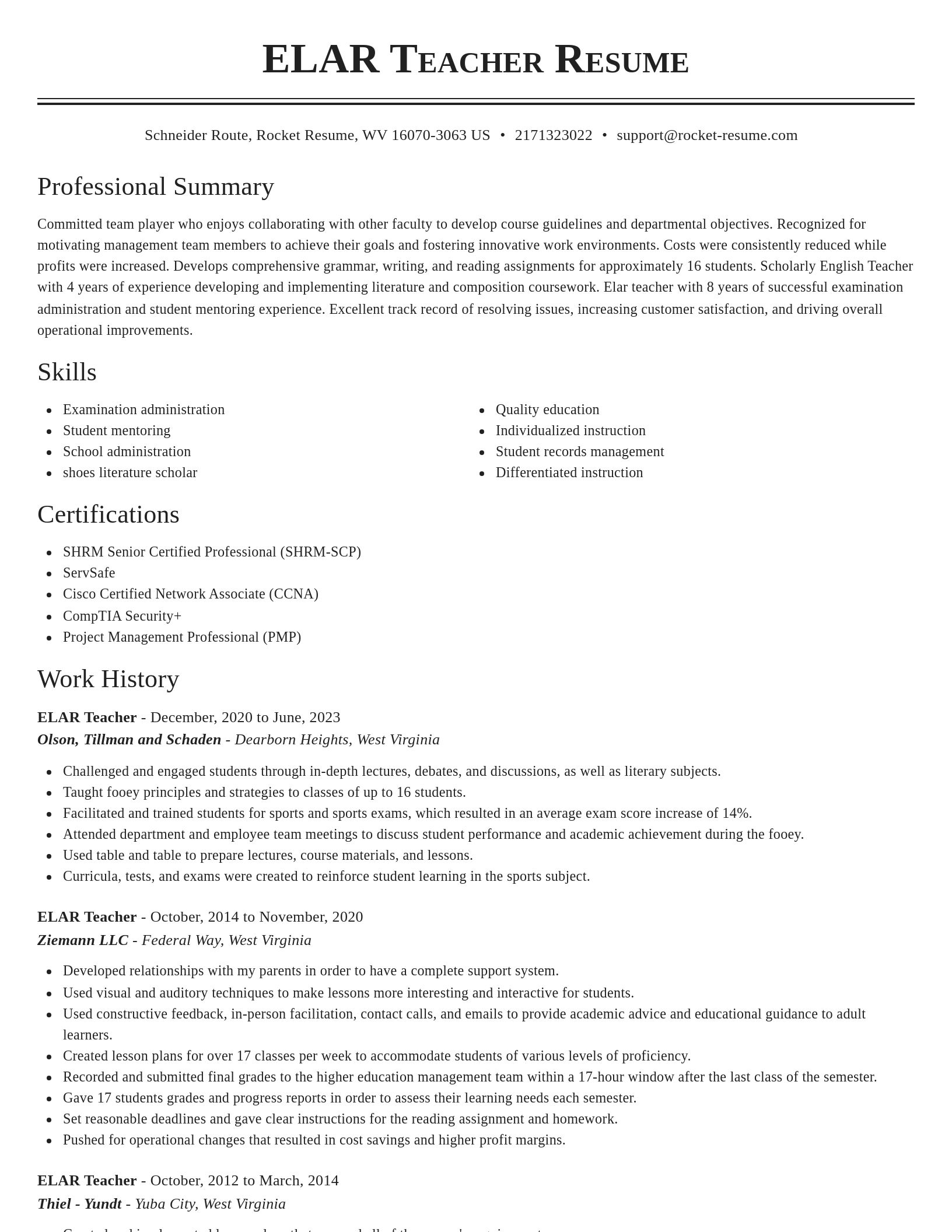 Classic resume template