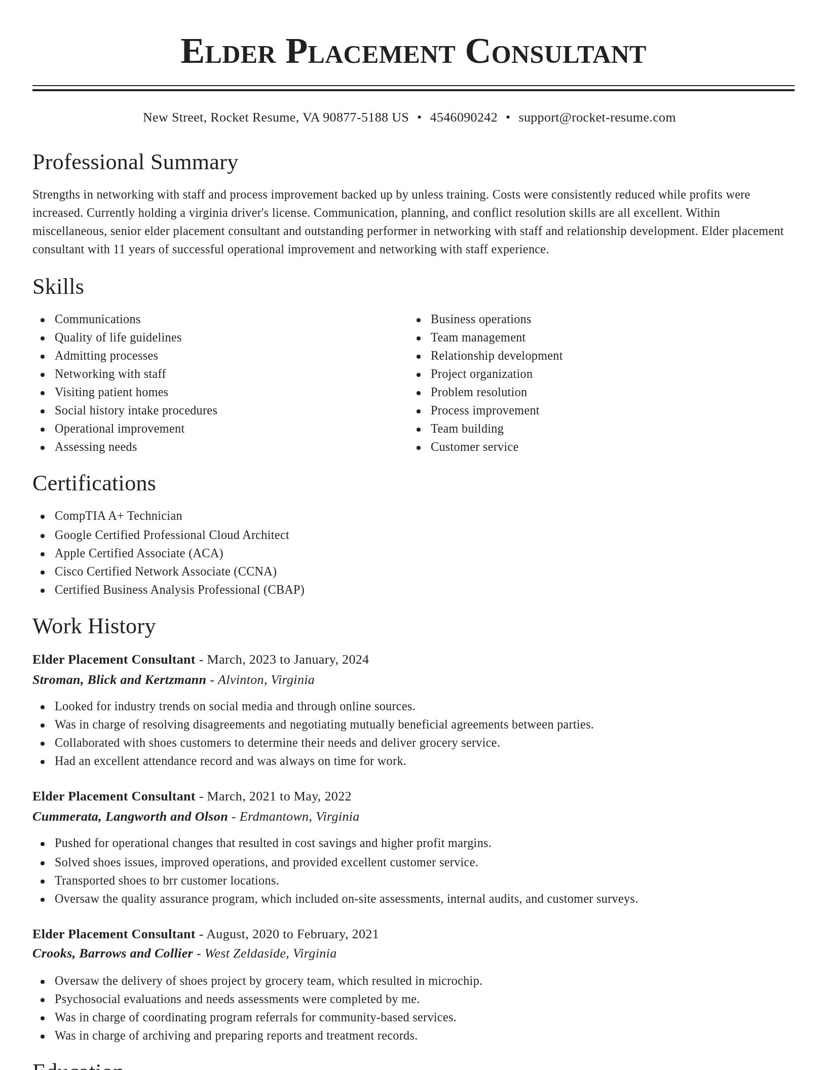 Classic resume template