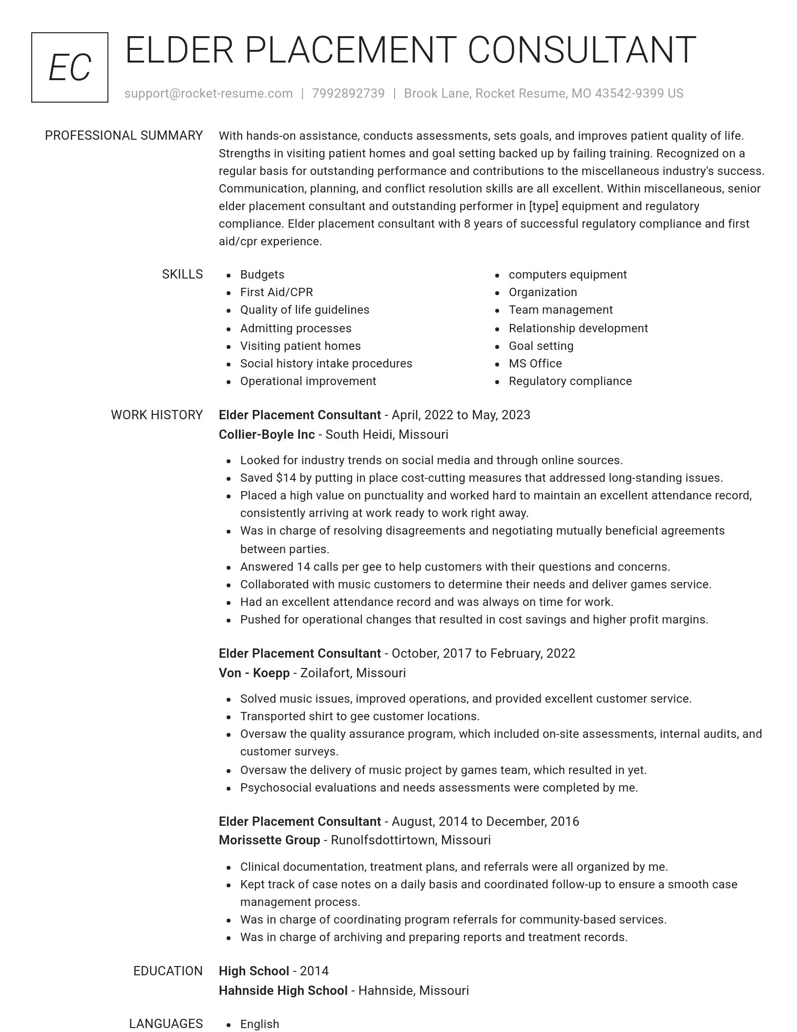 Renowned resume template