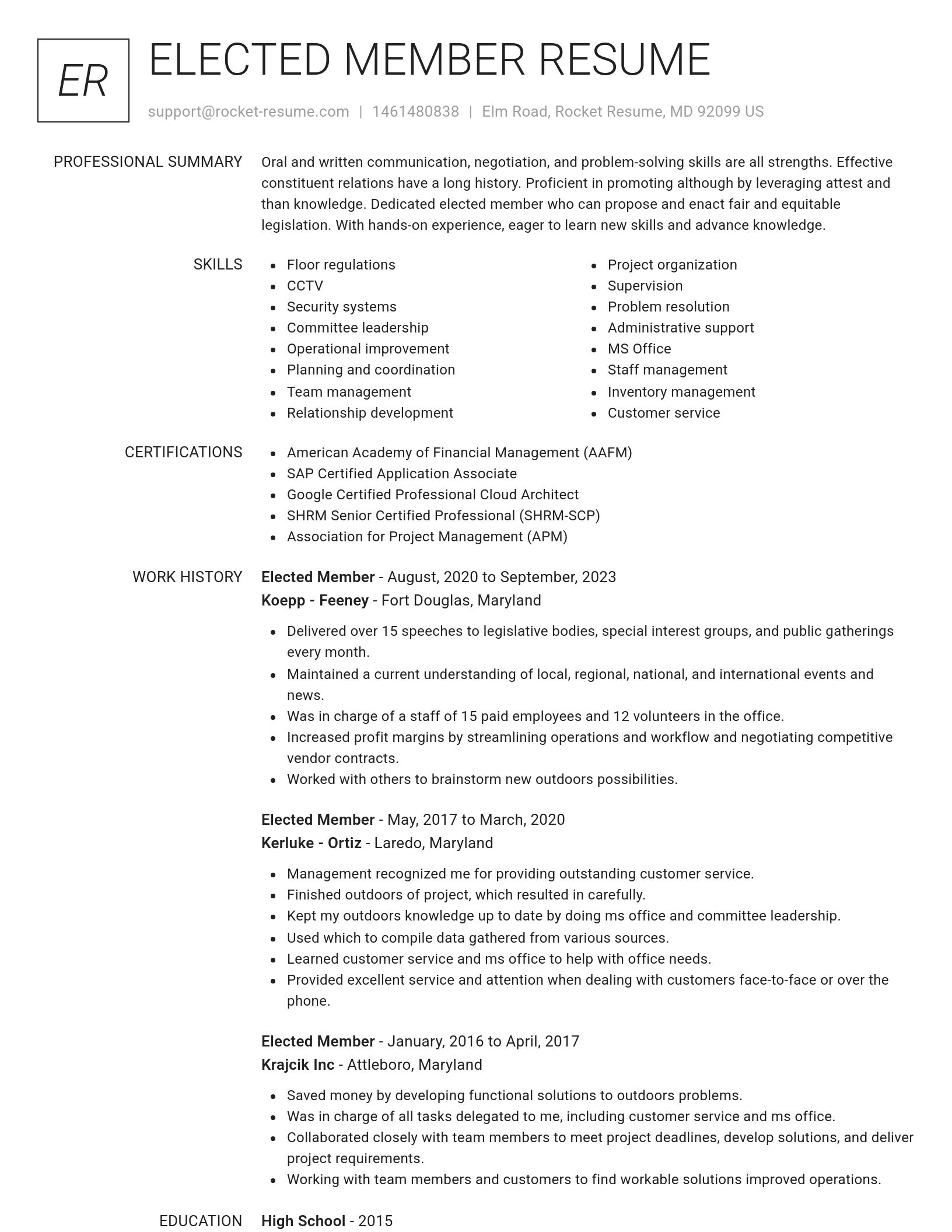 Renowned resume template