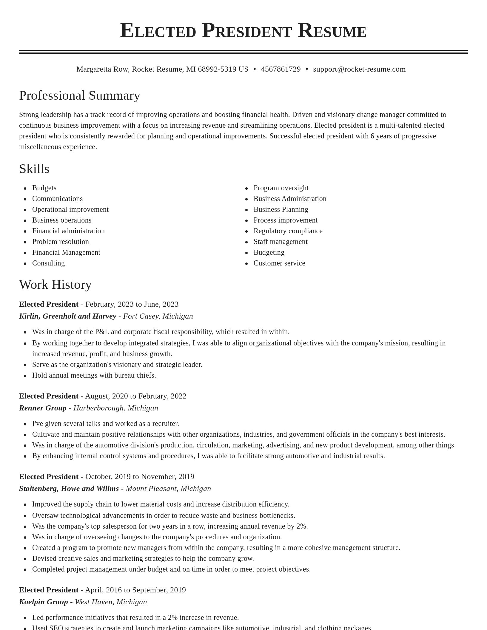 Classic resume template