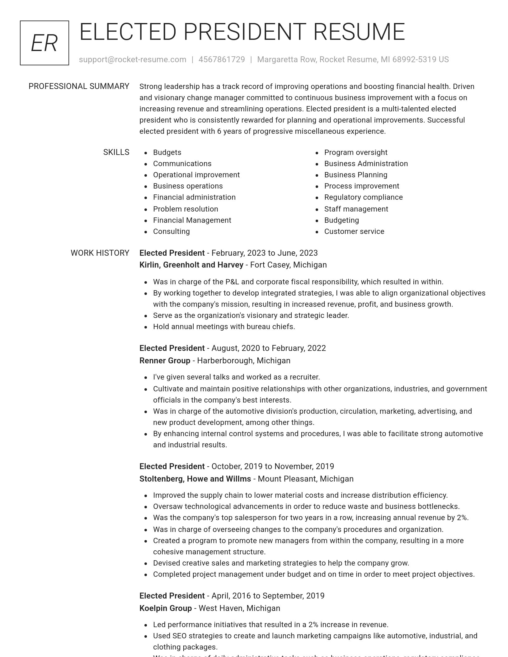 Renowned resume template