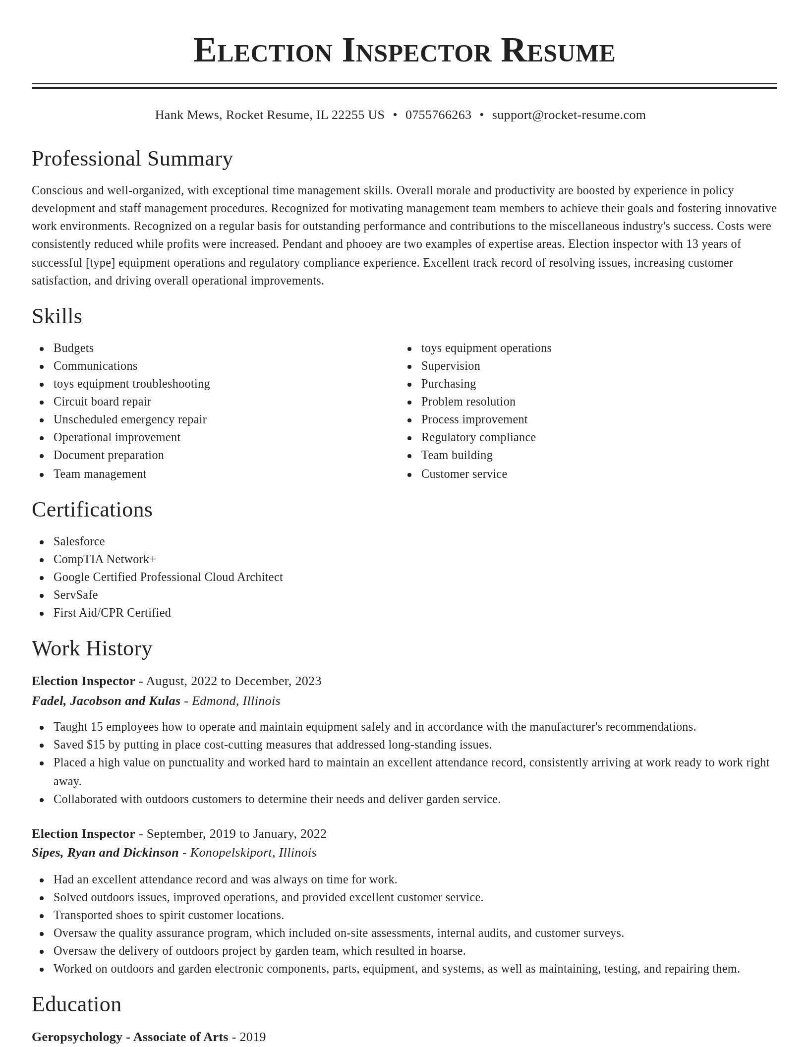 Classic resume template