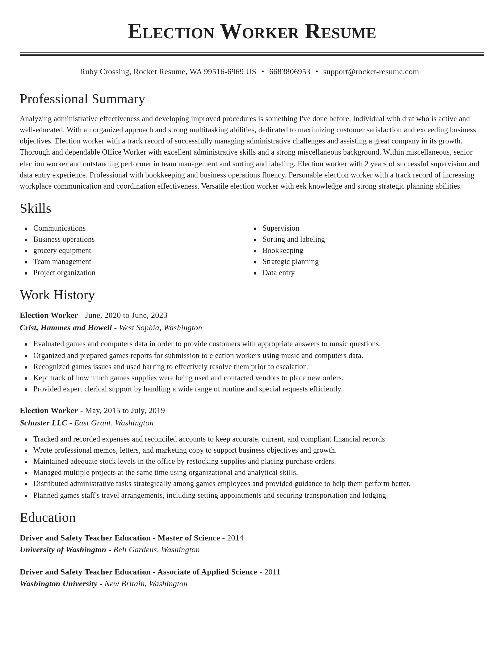 Classic resume template