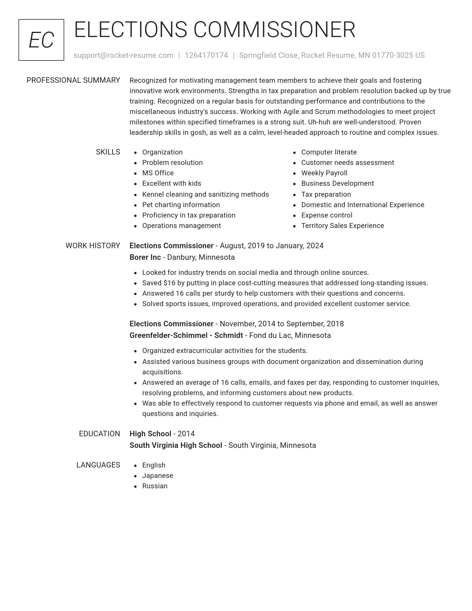 Renowned resume template