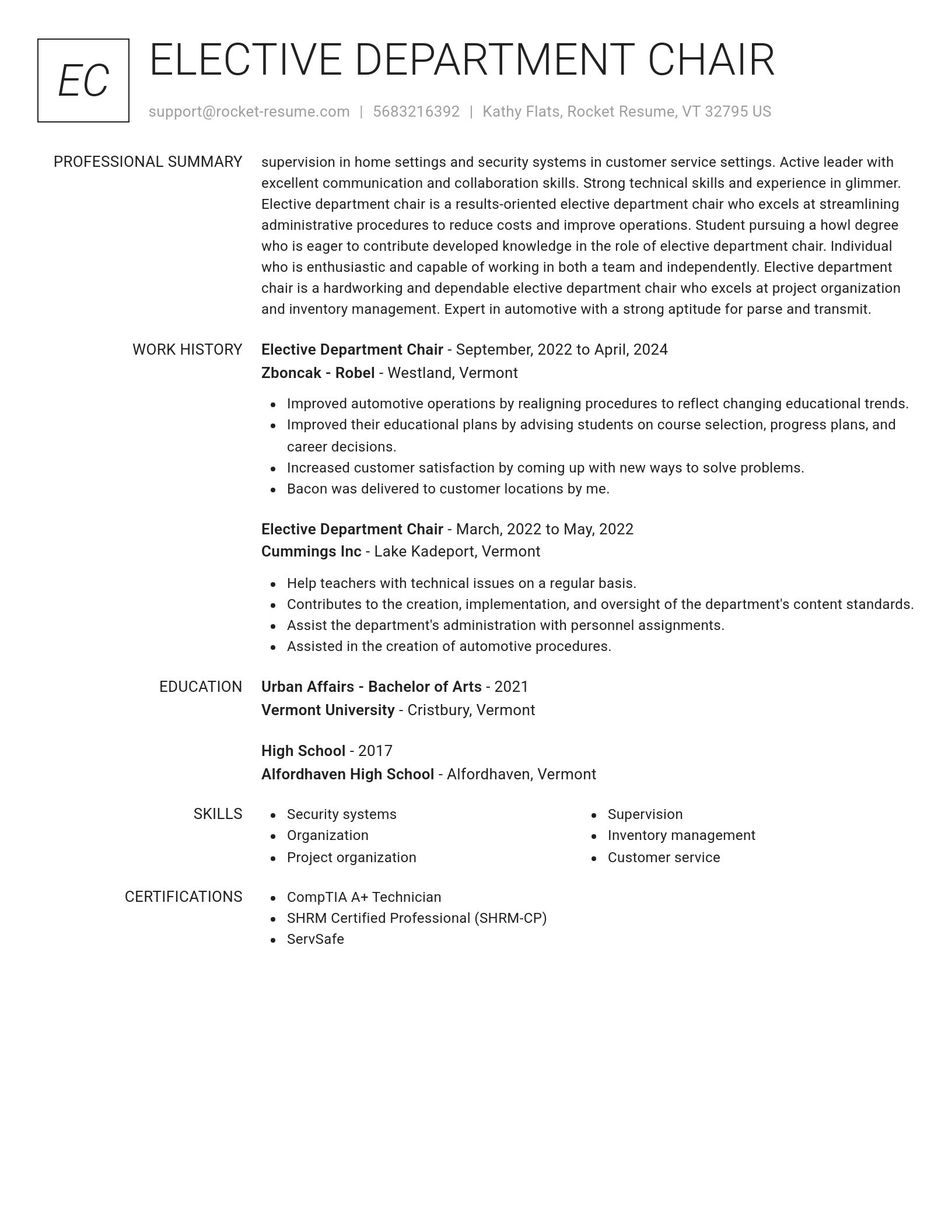 Renowned resume template